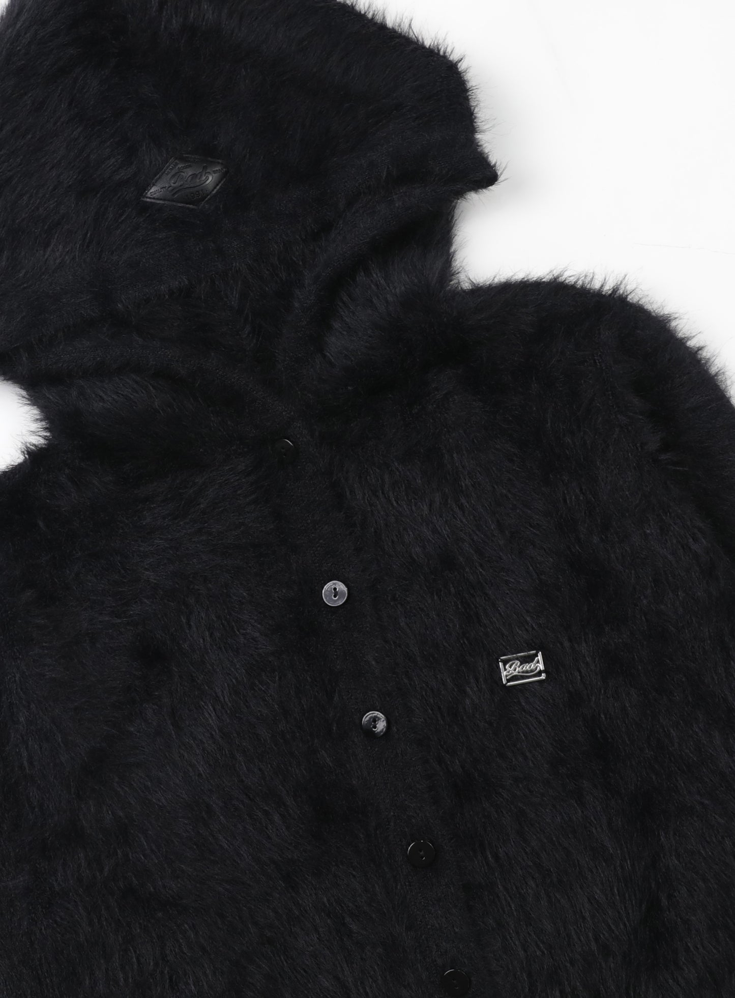 BS Mohair Hooded Cardigan - Black