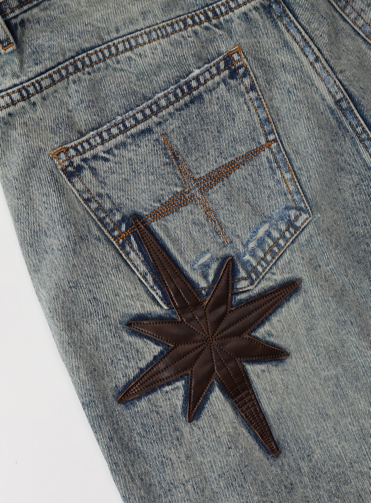 Convex Denim Long Bermuda Pants - Light Blue