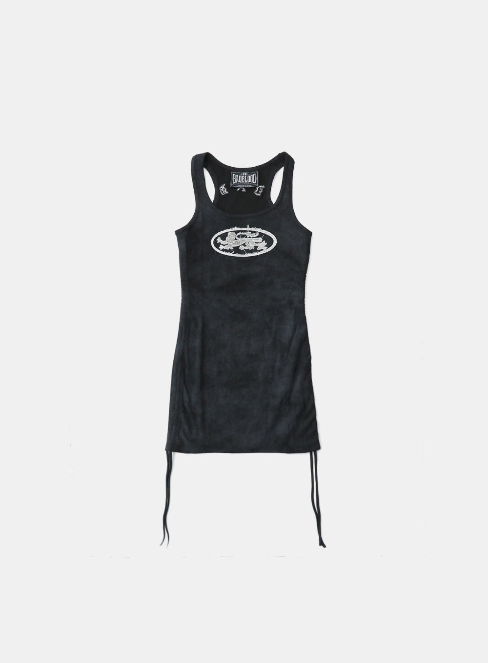 Lion Patch Tank Mini Dress - Washed Black