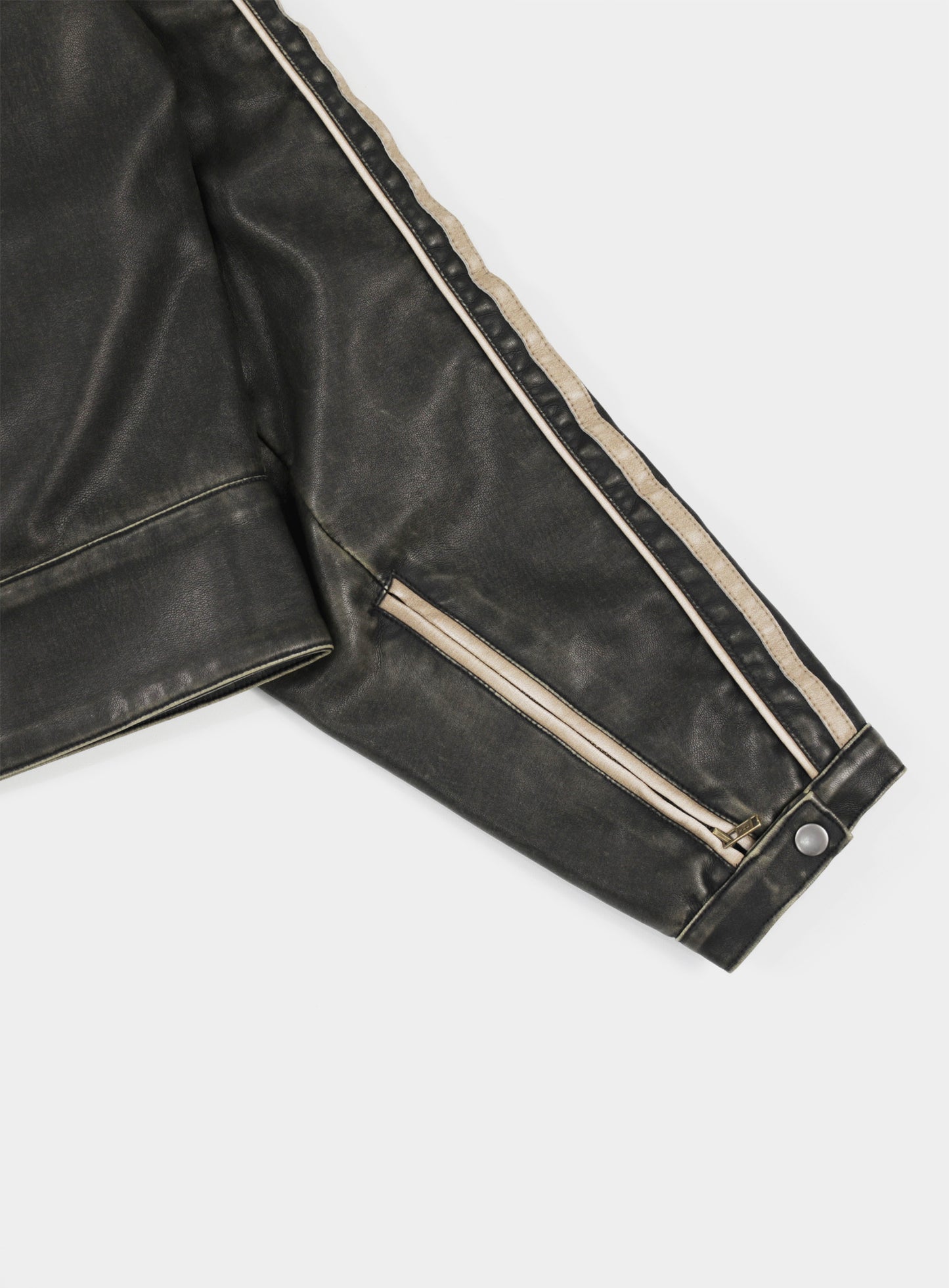 Billy Old Effect Leather Racer Jacket - Black