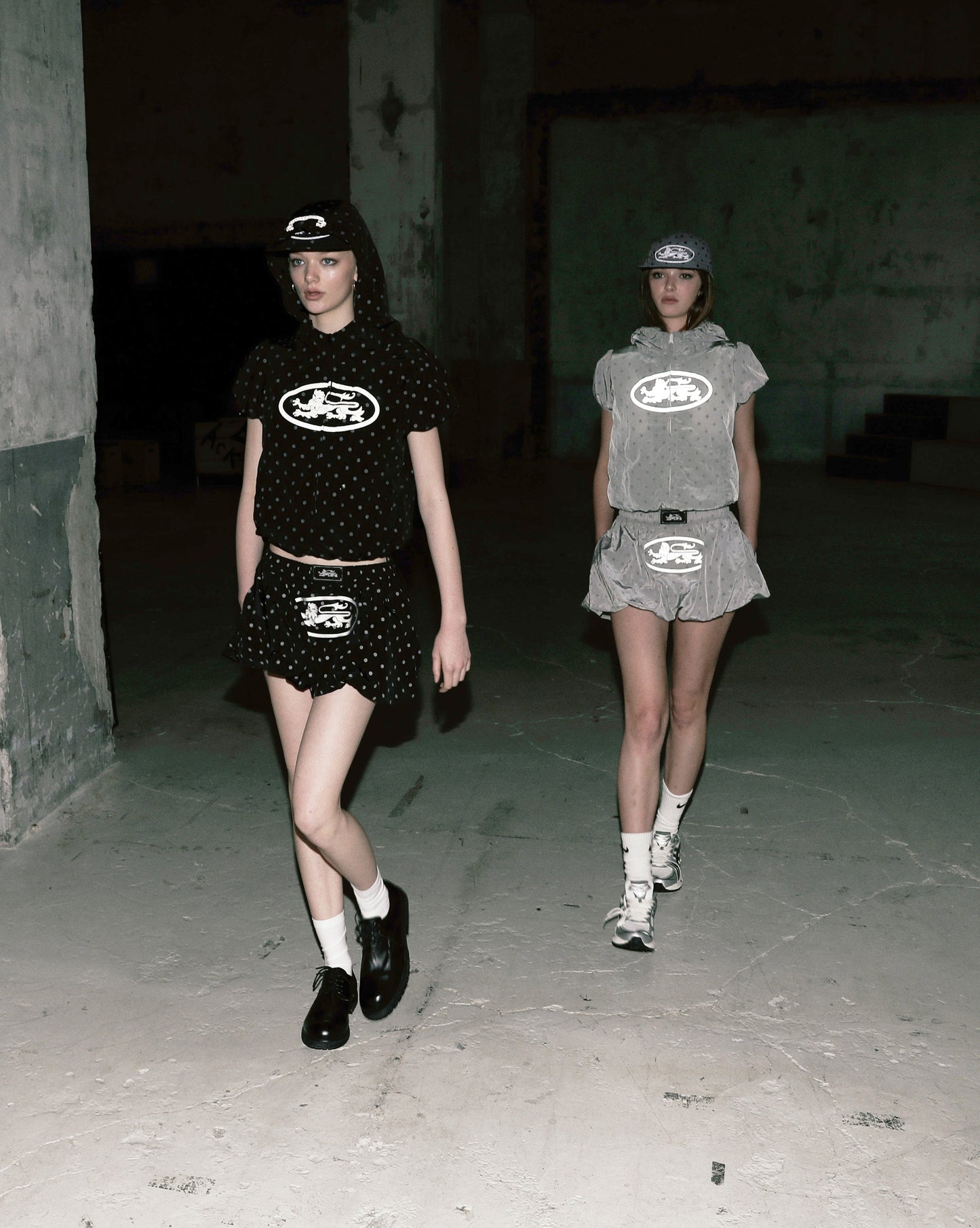 Mystic Nylon Reflective Short Sleeve Hooded Zip-Up - Black Dot