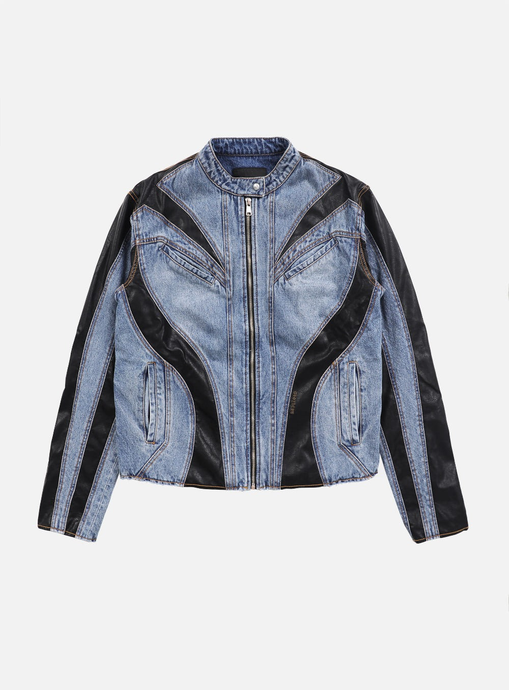 Duncan Denim Racer Jacket - Blue/Black