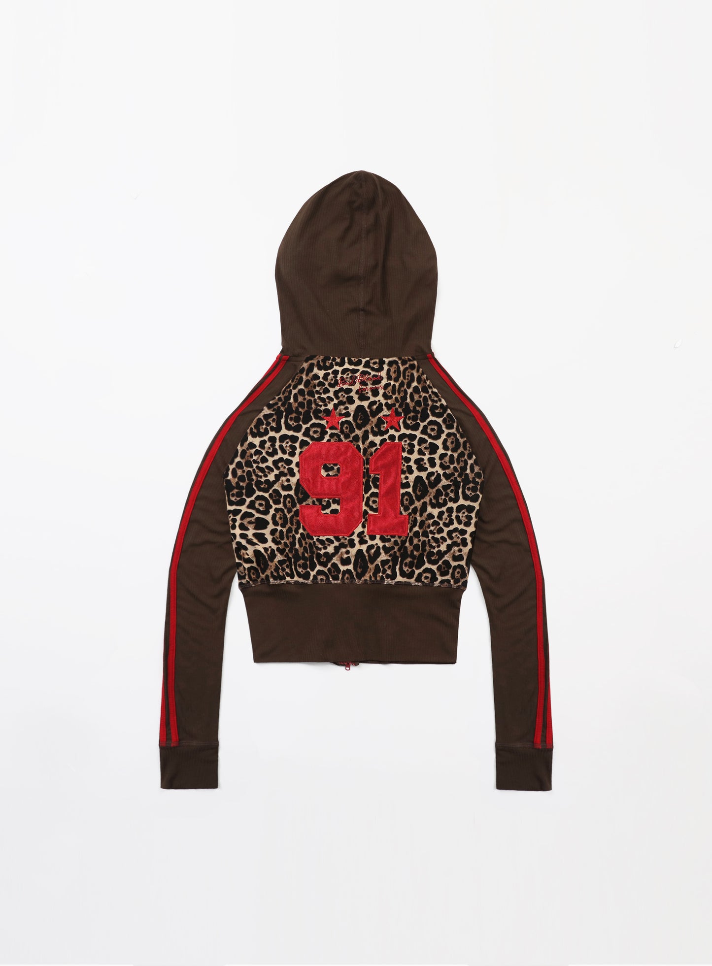 Jersey hooded zip-up - leopard