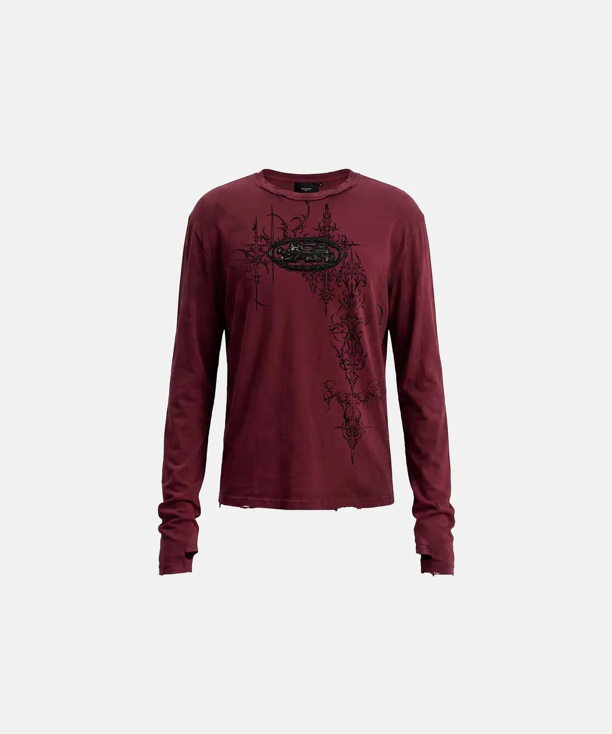 [w-tee26-286] Mystic Capsule Layered Graphic Crewneck Long Sleeve – Burgundy