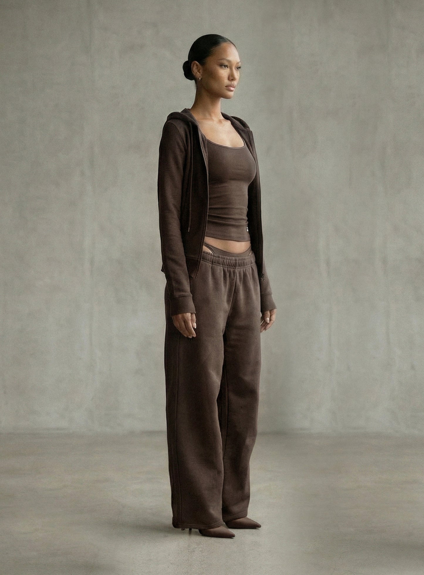 [w-pts26-022] BS Soft Terry Baggy Joggers - Brown
