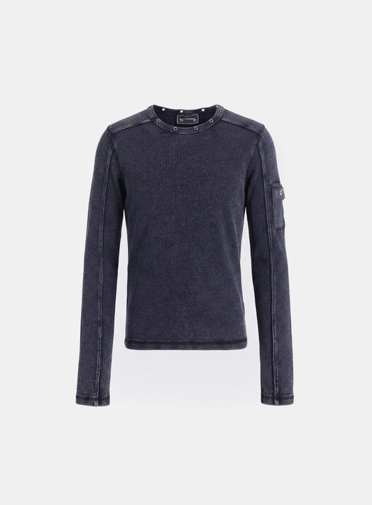 [w-tee26-002] Viper Cotton Rib Round Neck Long Sleeve - Blue