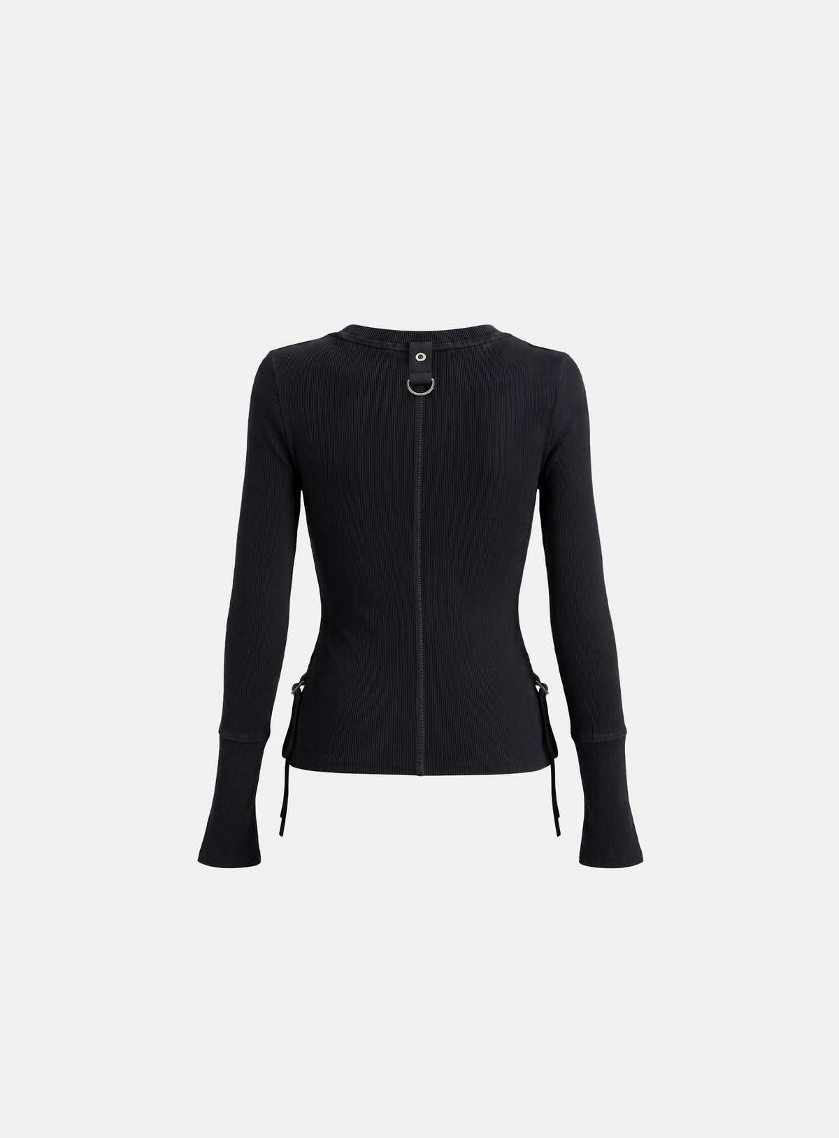 [w-tee26-257] Delta 2 Utility Cotton Rib Henley Neck Long Sleeve - Black