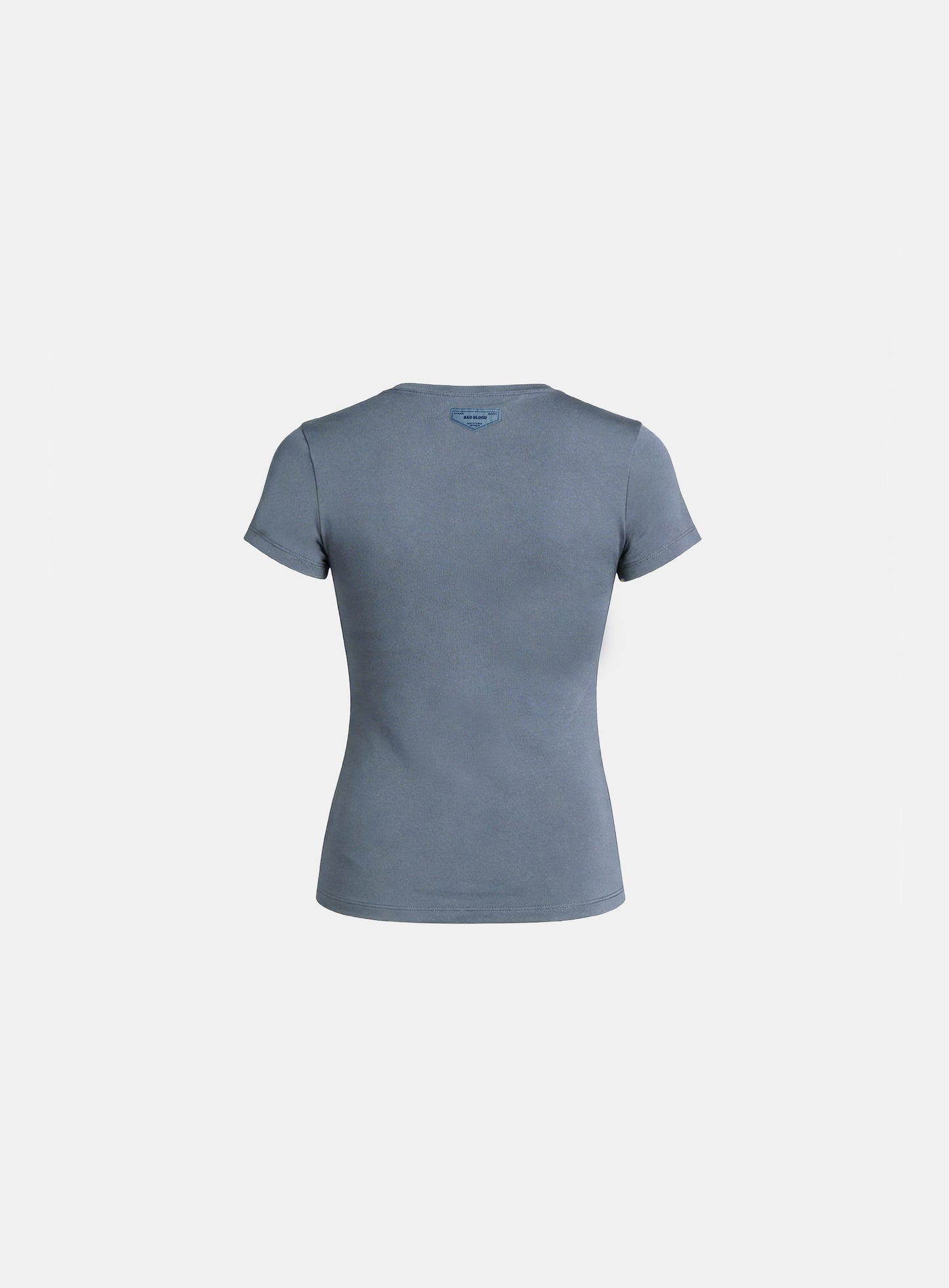 [w-tee26-090] Everyday Crew Neck Short Sleeve T-Shirt - Blue gray