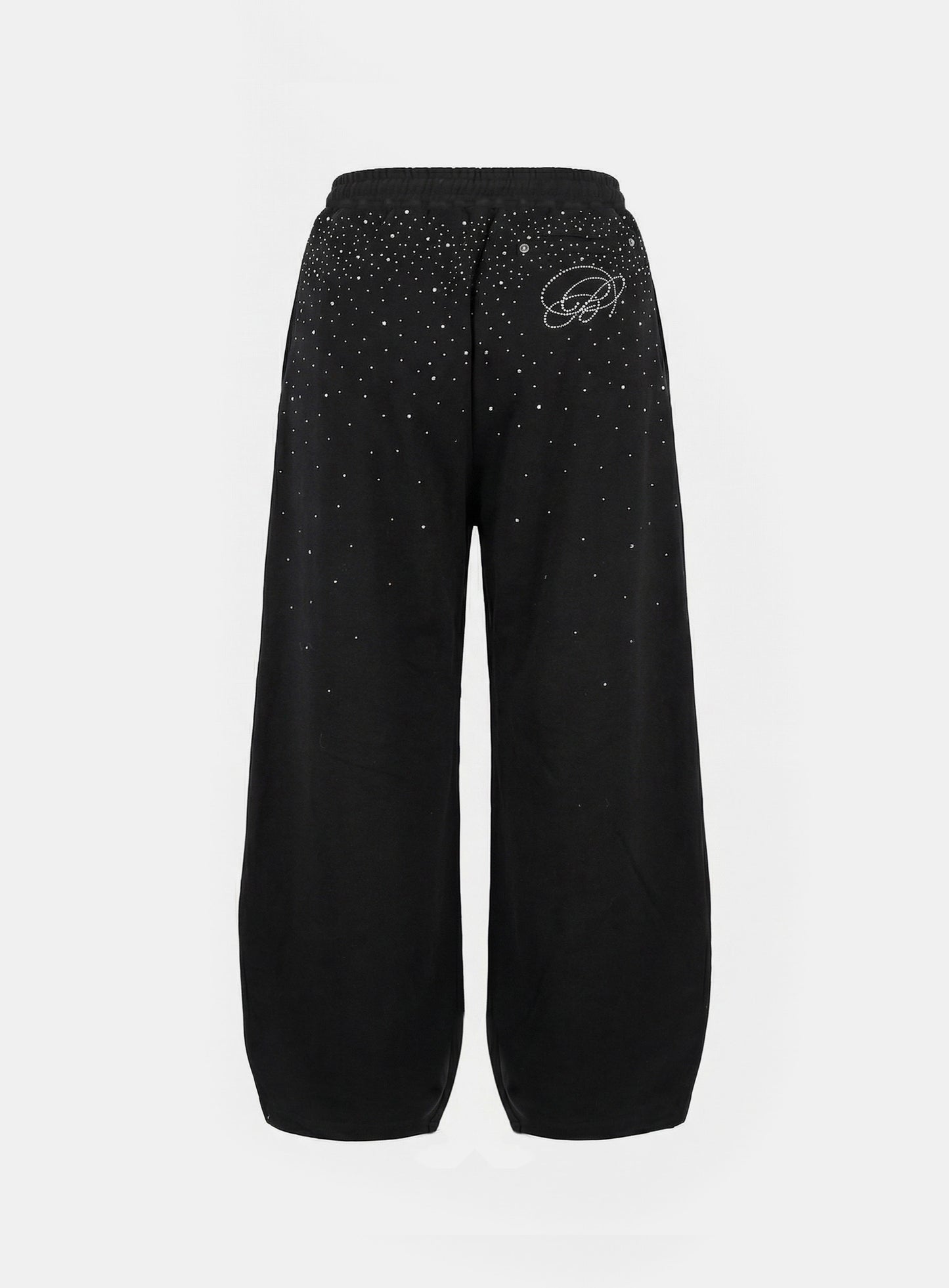 [w-pts25-122] Dark Classic Rhinestone Jogger - Black