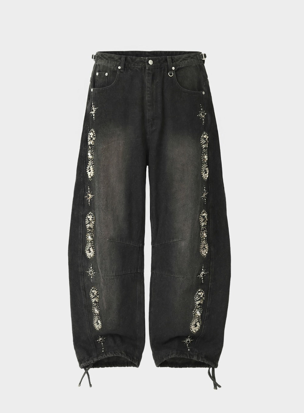 [w-pts25-079] Viper Gemstone Curved Pants - Dusty Black
