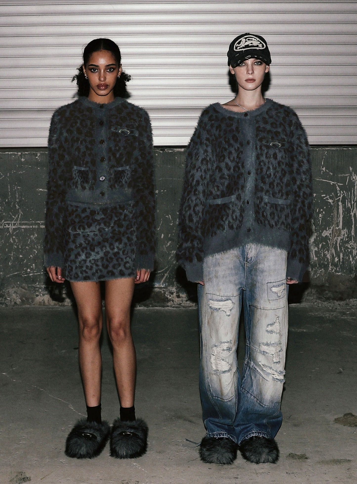 [w-cdg25-015] Viper Mohair Cardigan - Black Leopard