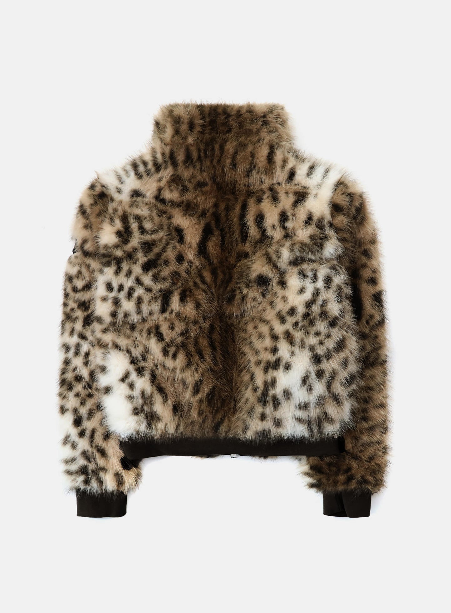 [w-jkt25-052] Viper81 High Neck Fur Jacket - Brown Leopard