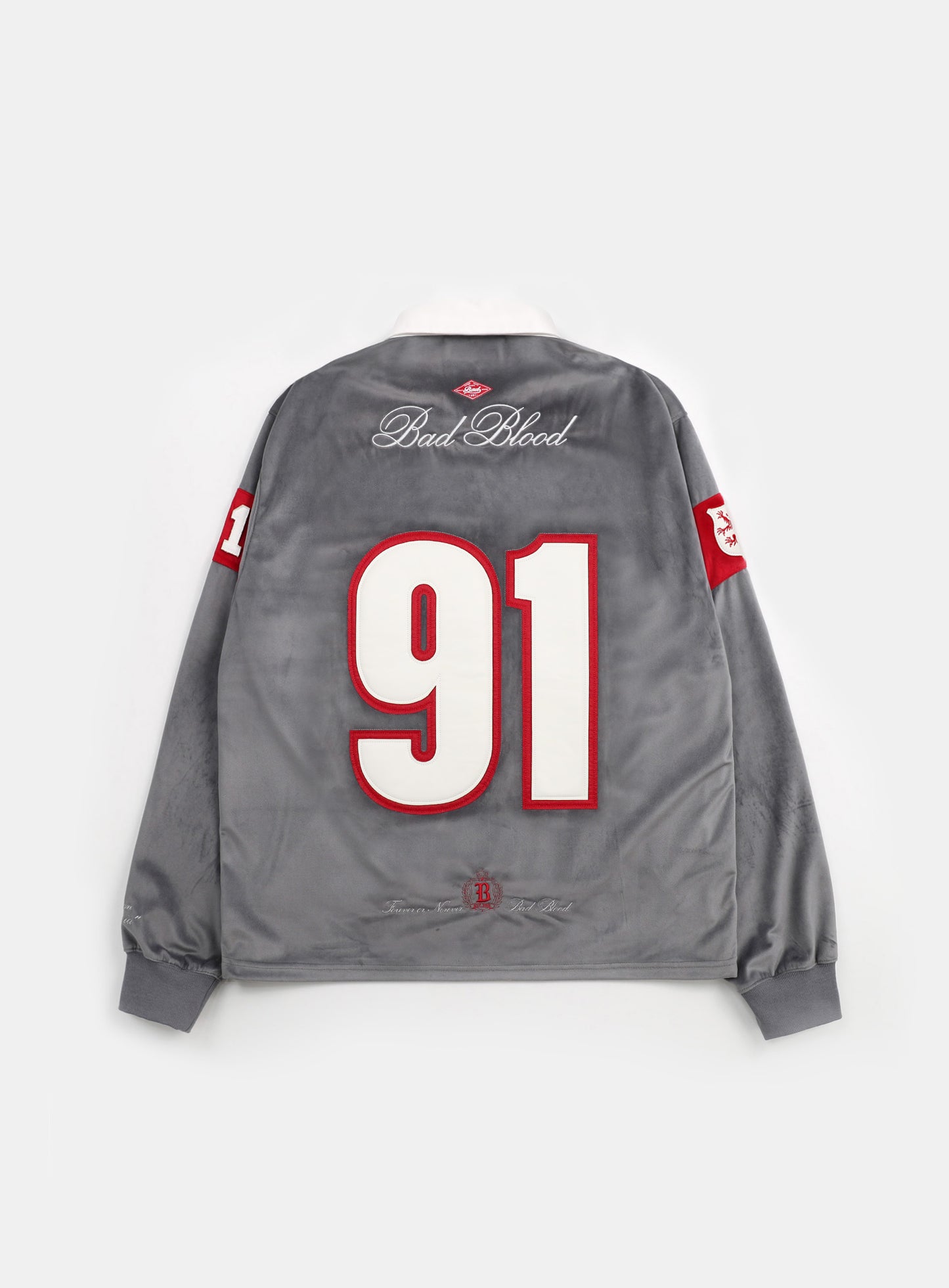 [w-sweatshirt24-016] Badblood Sports Velvet Rugby Shirt - Grey