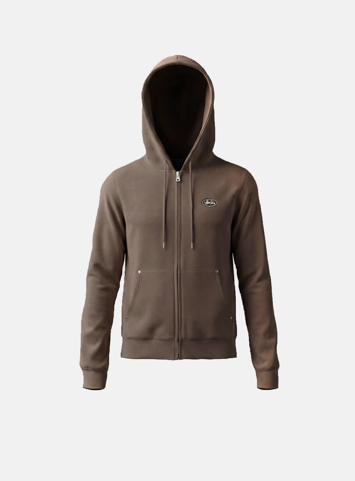 [w-hde26-007] BS Soft Terry Zip-Up Hoodie - Brown
