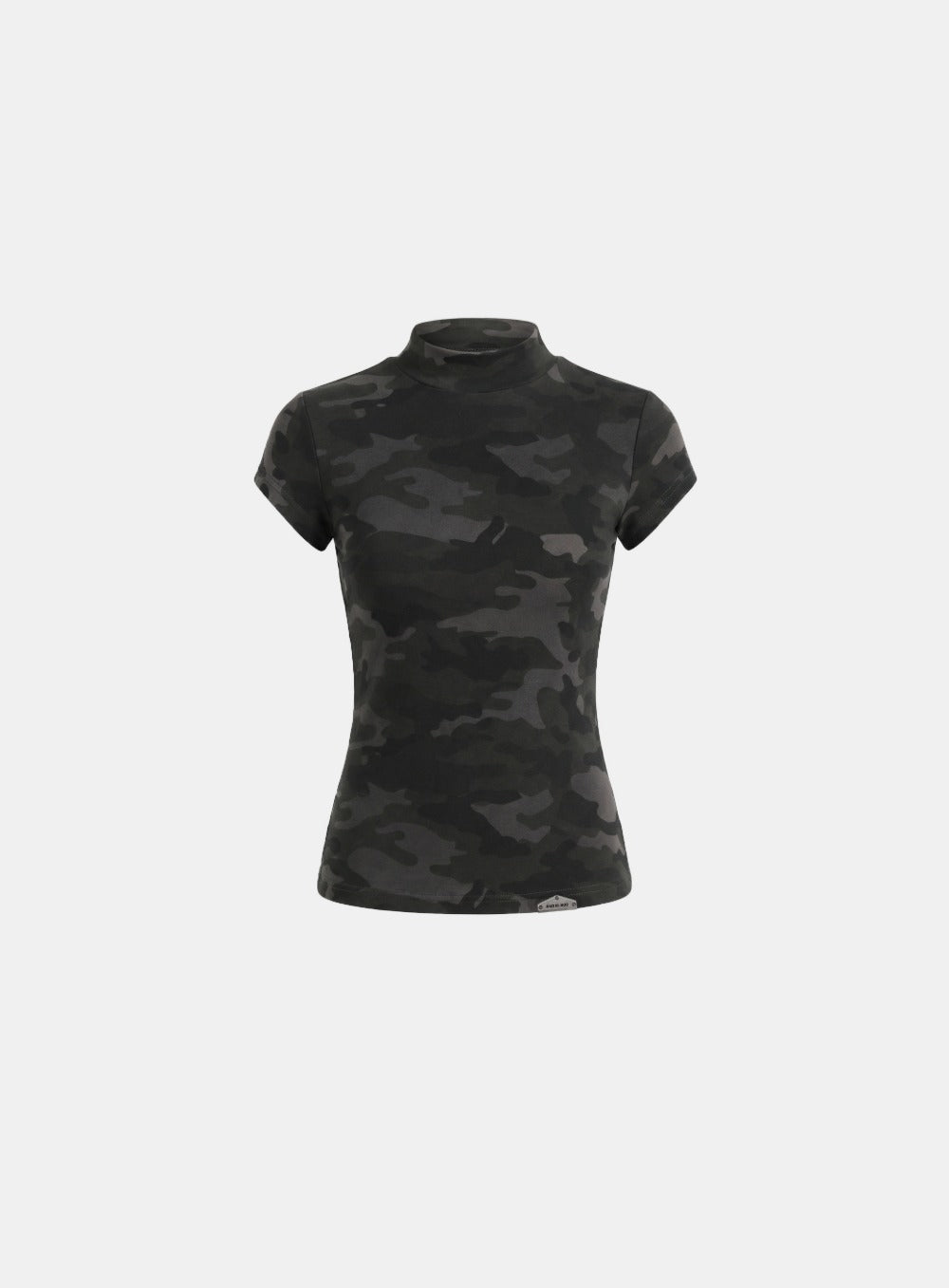 [w-tee26-066] Viper Logo Mock-Neck Cap Sleeve - Black Camo