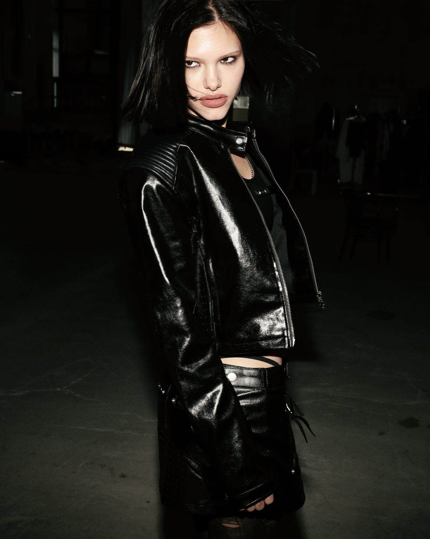 Squad Crop Racer Jacket - Coated Black