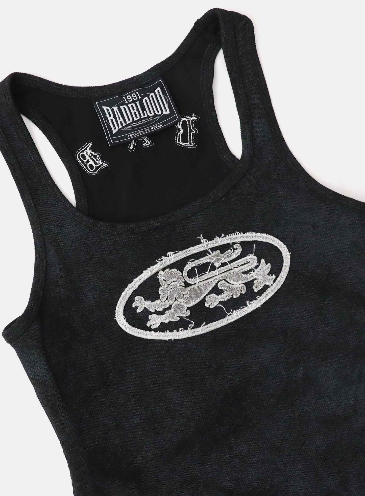 Lion Patch Tank Mini Dress - Washed Black