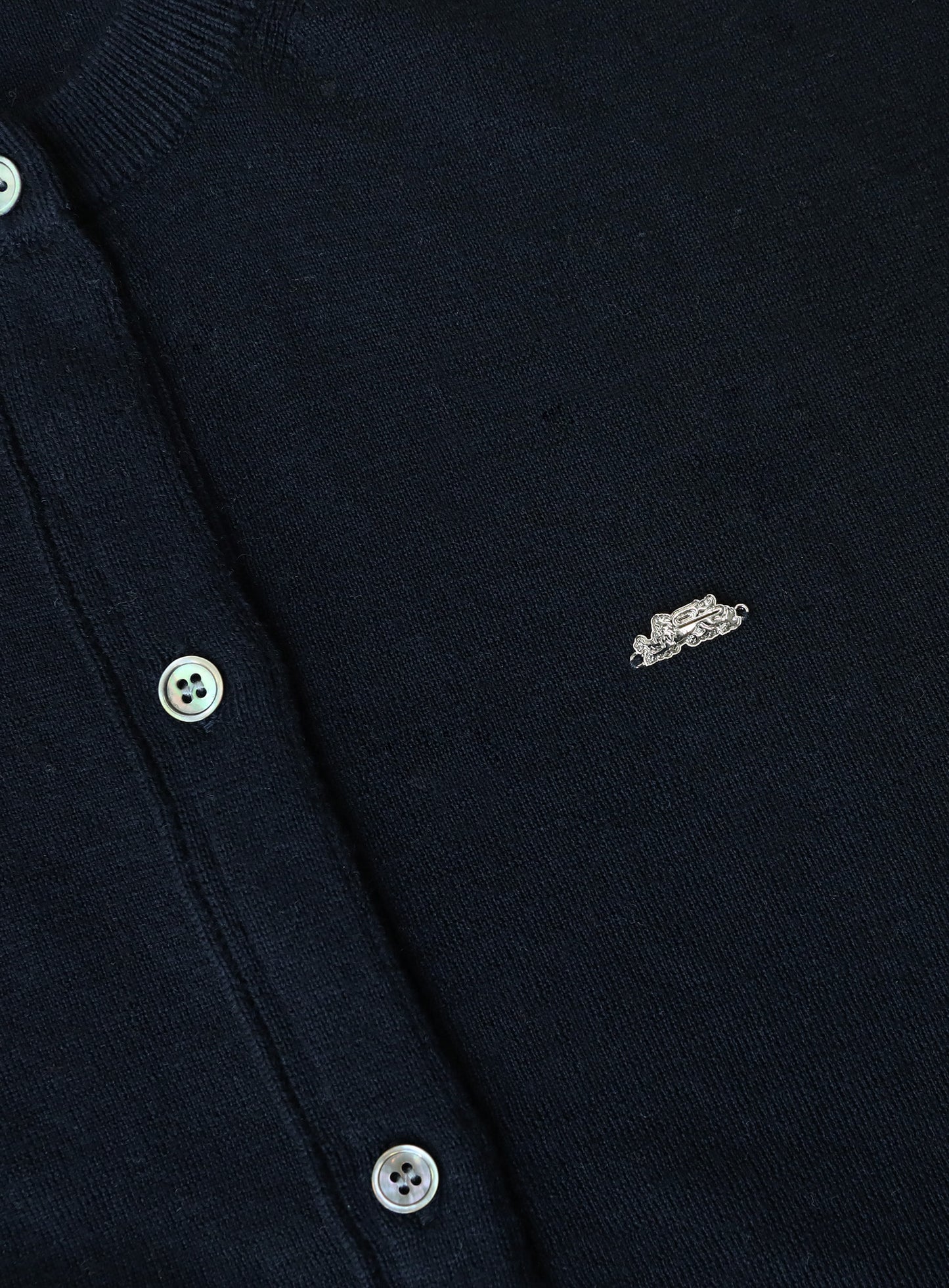 [w-knt26-021] Fine Merino Wool Polo Cardigan - Navy