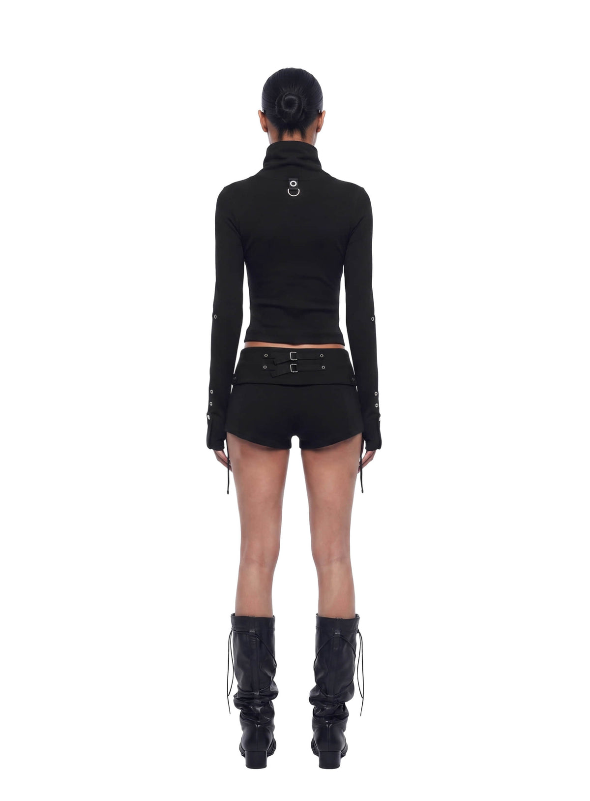 w-tee26-265 Viper Turtleneck Henley Long Sleeve - Black