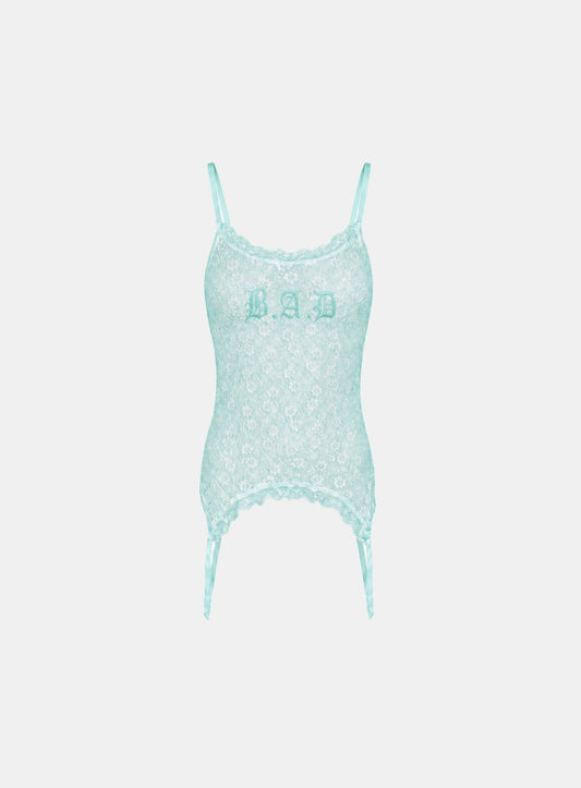 [w-tnk26-057] Garter Lace Camisole Tank - Mint