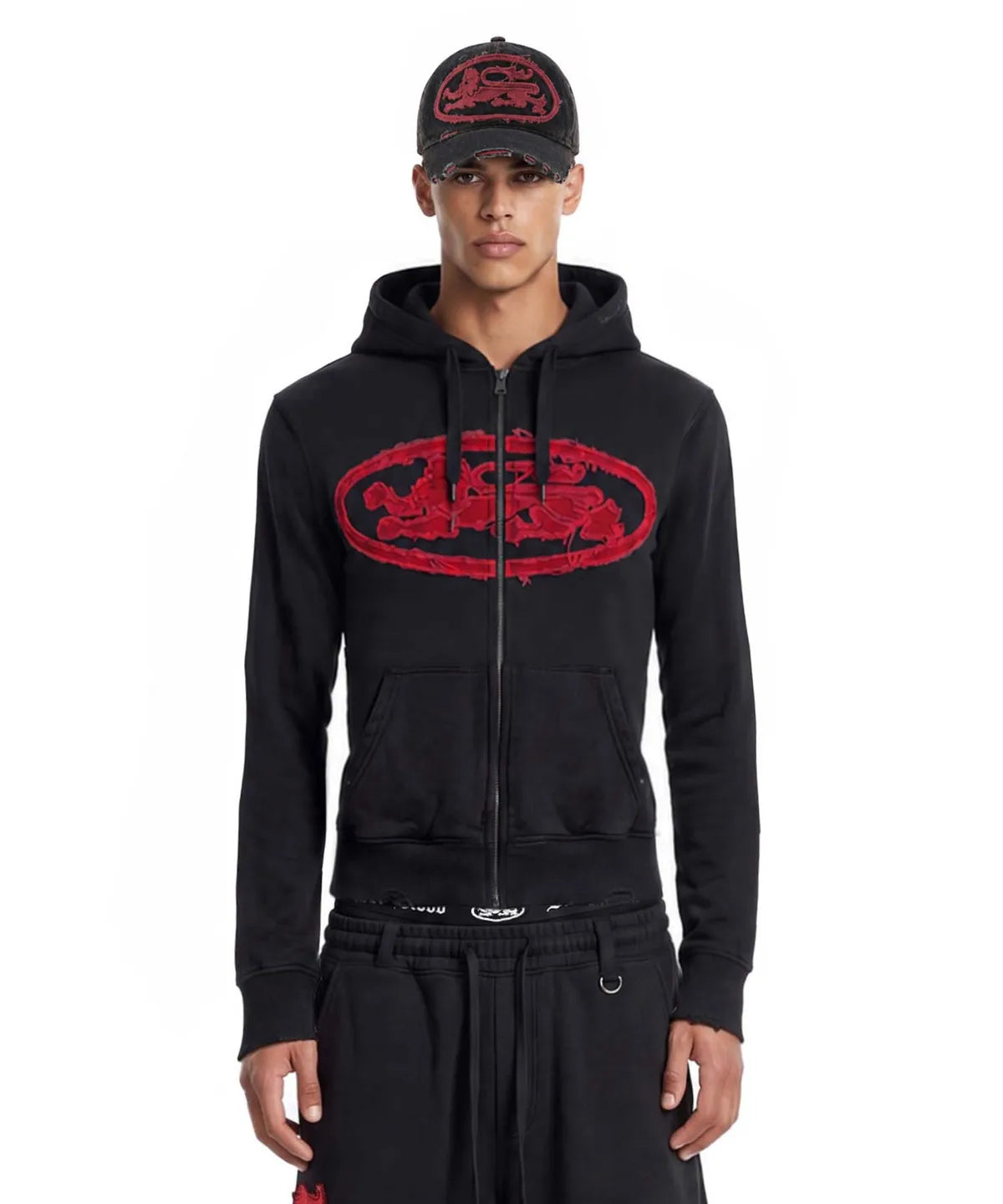 [w-hde26-062] Mystic Capsule Patch Zip-up Hoodie – Black