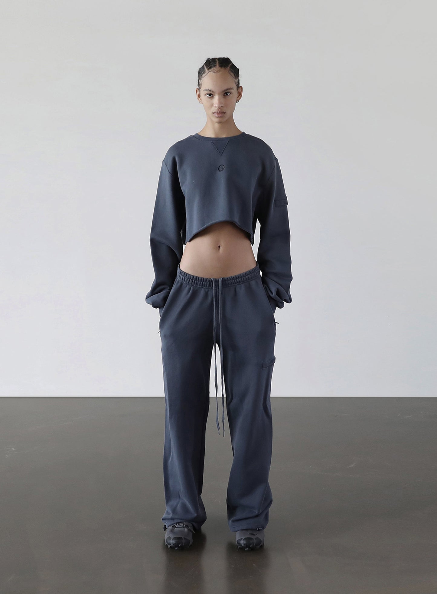 Old Effect Crop Sweatshirt - Lake