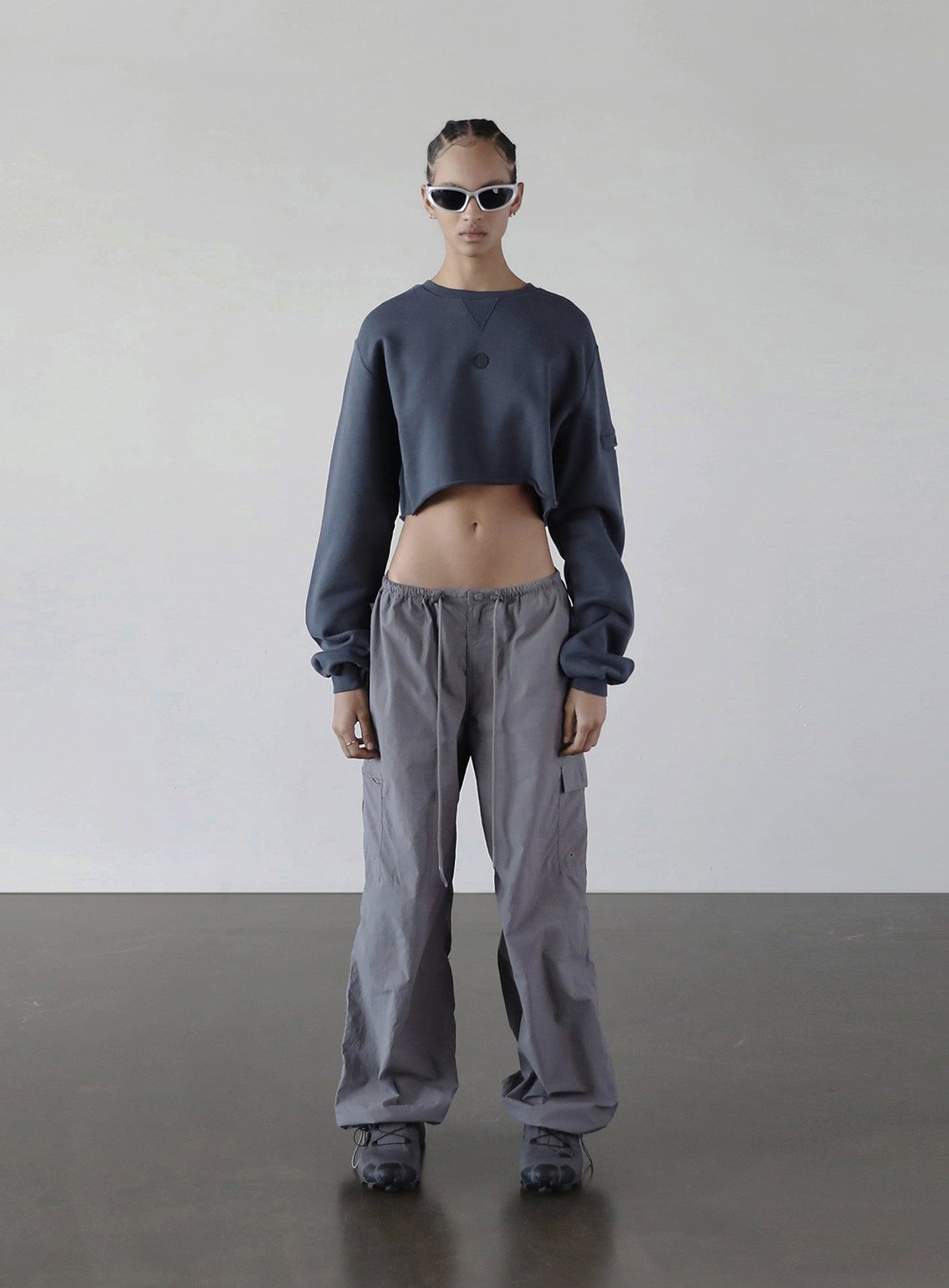 Old Effect Crop Sweatshirt - Lake