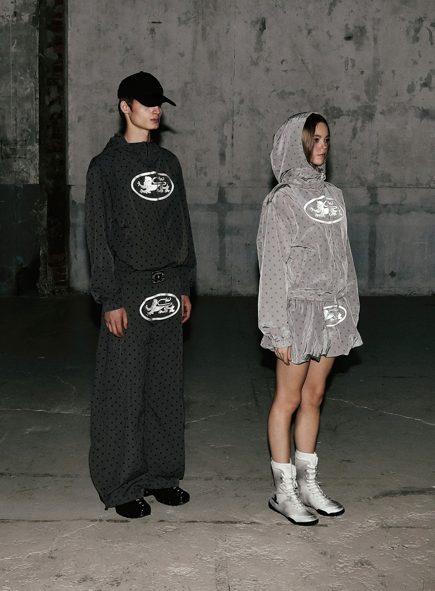 Mystic Nylon Reflective Jogger - Charcoal Dot