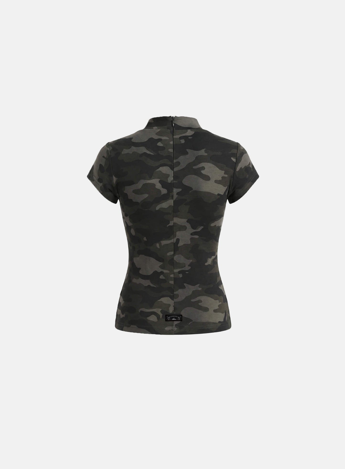 [w-tee26-066] Viper Logo Mock-Neck Cap Sleeve - Black Camo