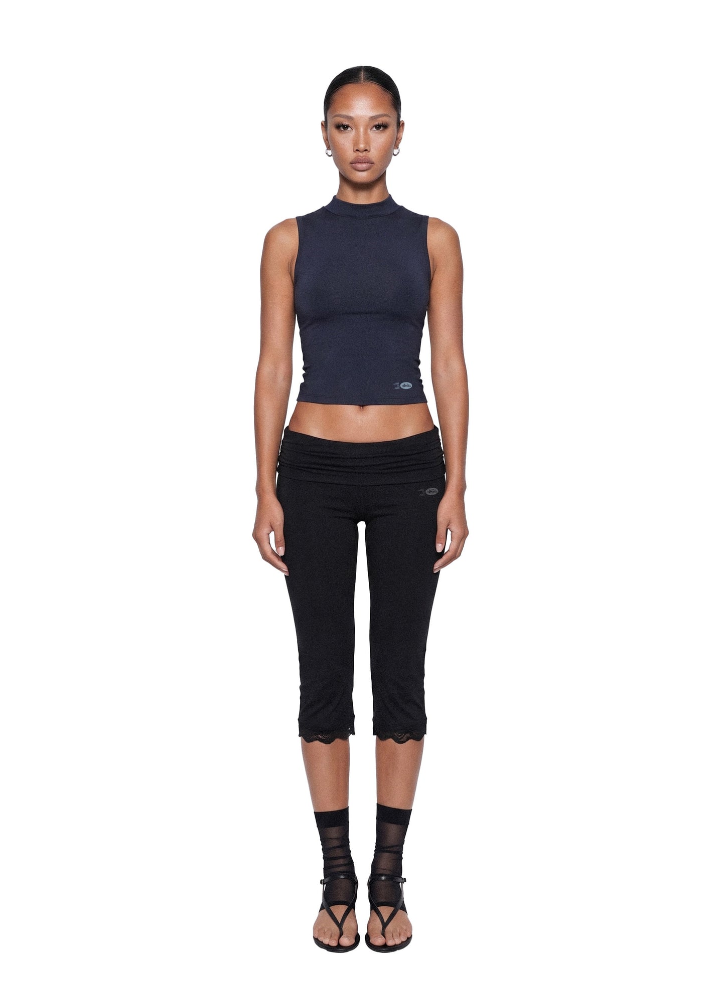 [w-tnk26-026] Everyday Mock-Neck Tank - Charcoal