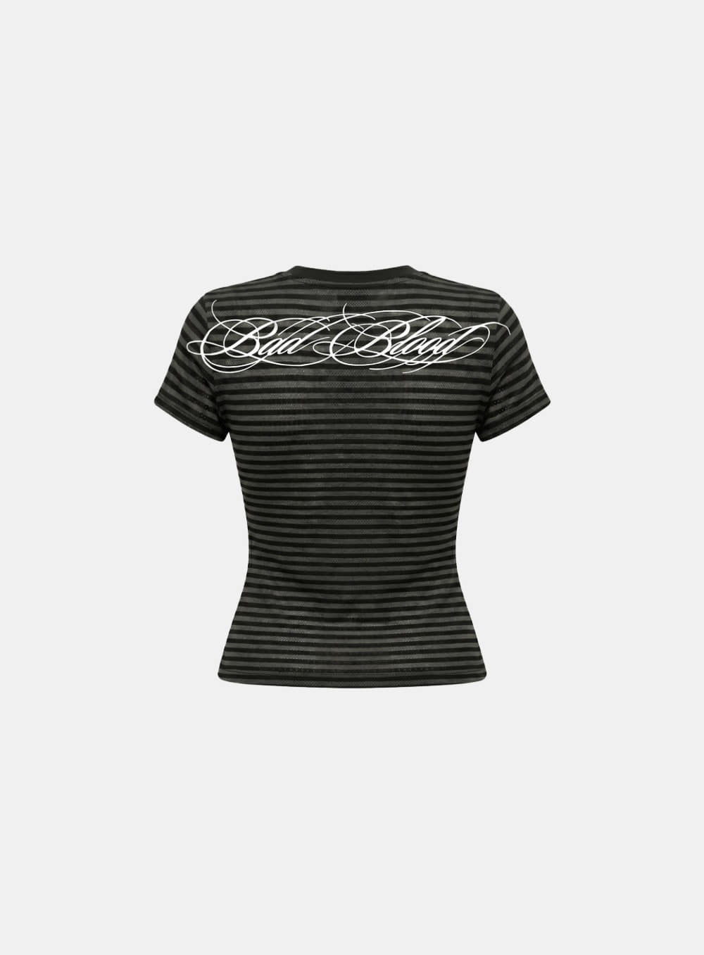 [AQUA] [w-tee26-185] Dark Classic 2 Crew Neck 1/2 T-shirt - Black Stripe