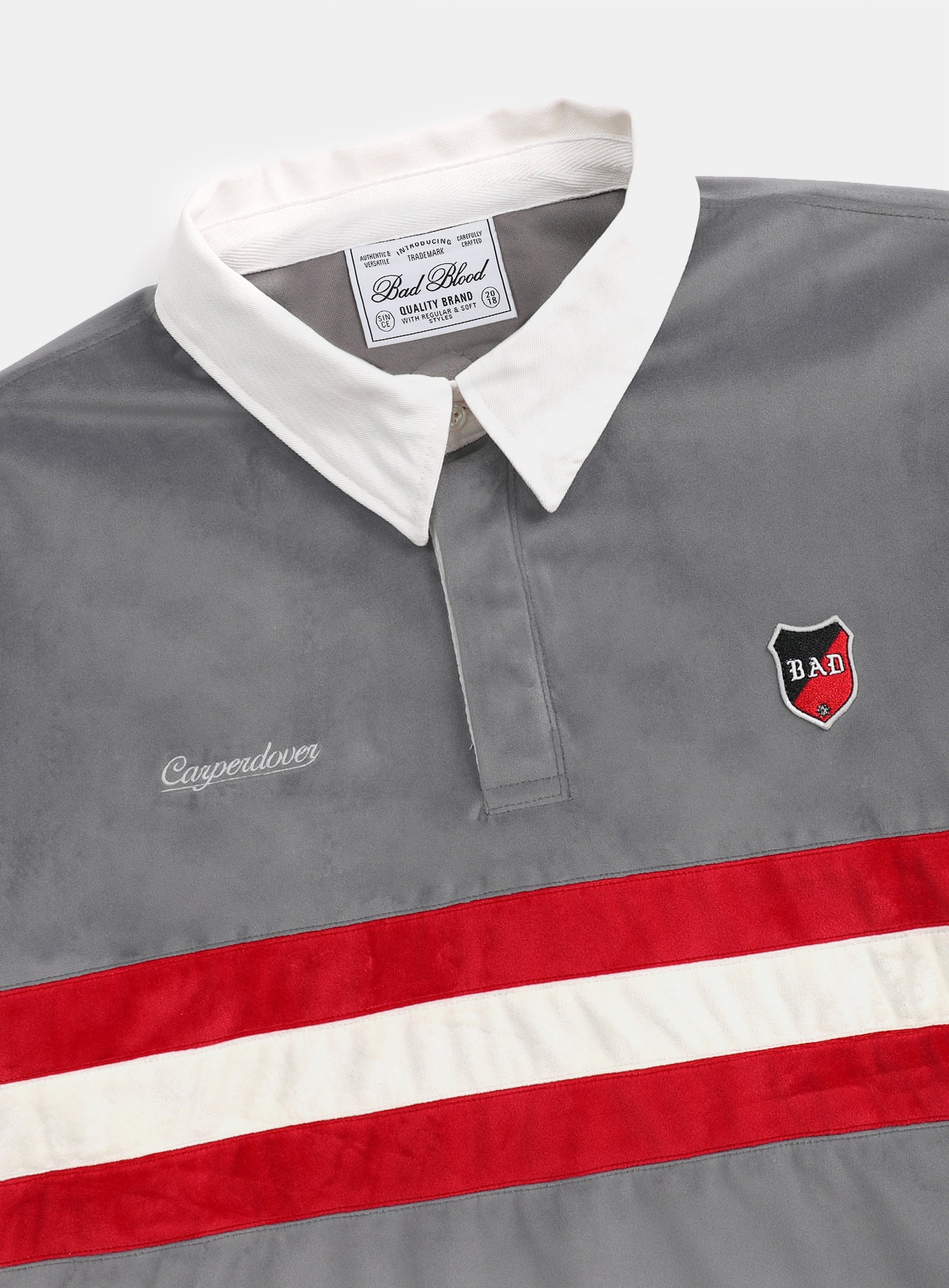 [w-sweatshirt24-016] Badblood Sports Velvet Rugby Shirt - Grey