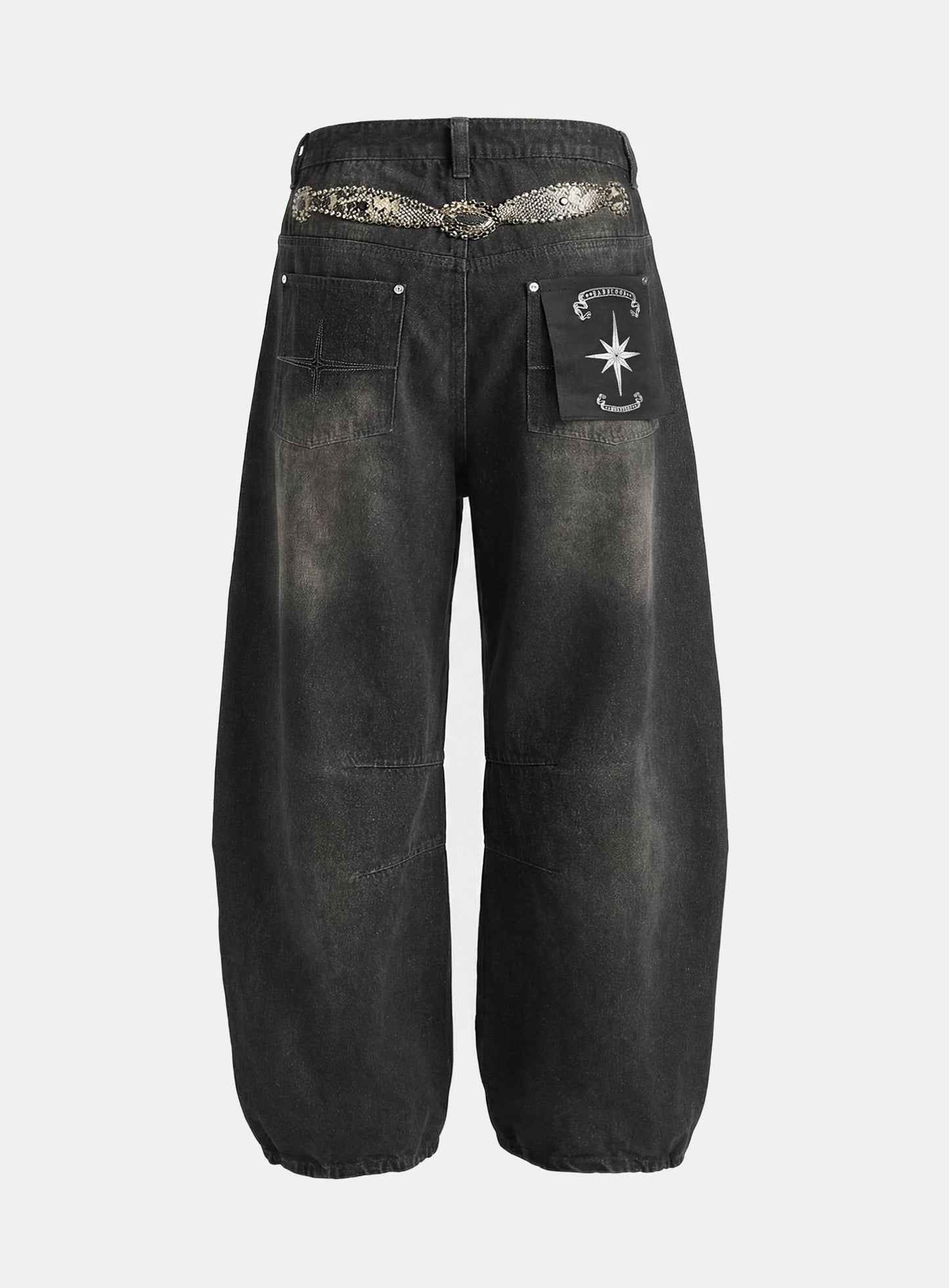 [w-pts25-079] Viper Gemstone Curved Pants - Dusty Black