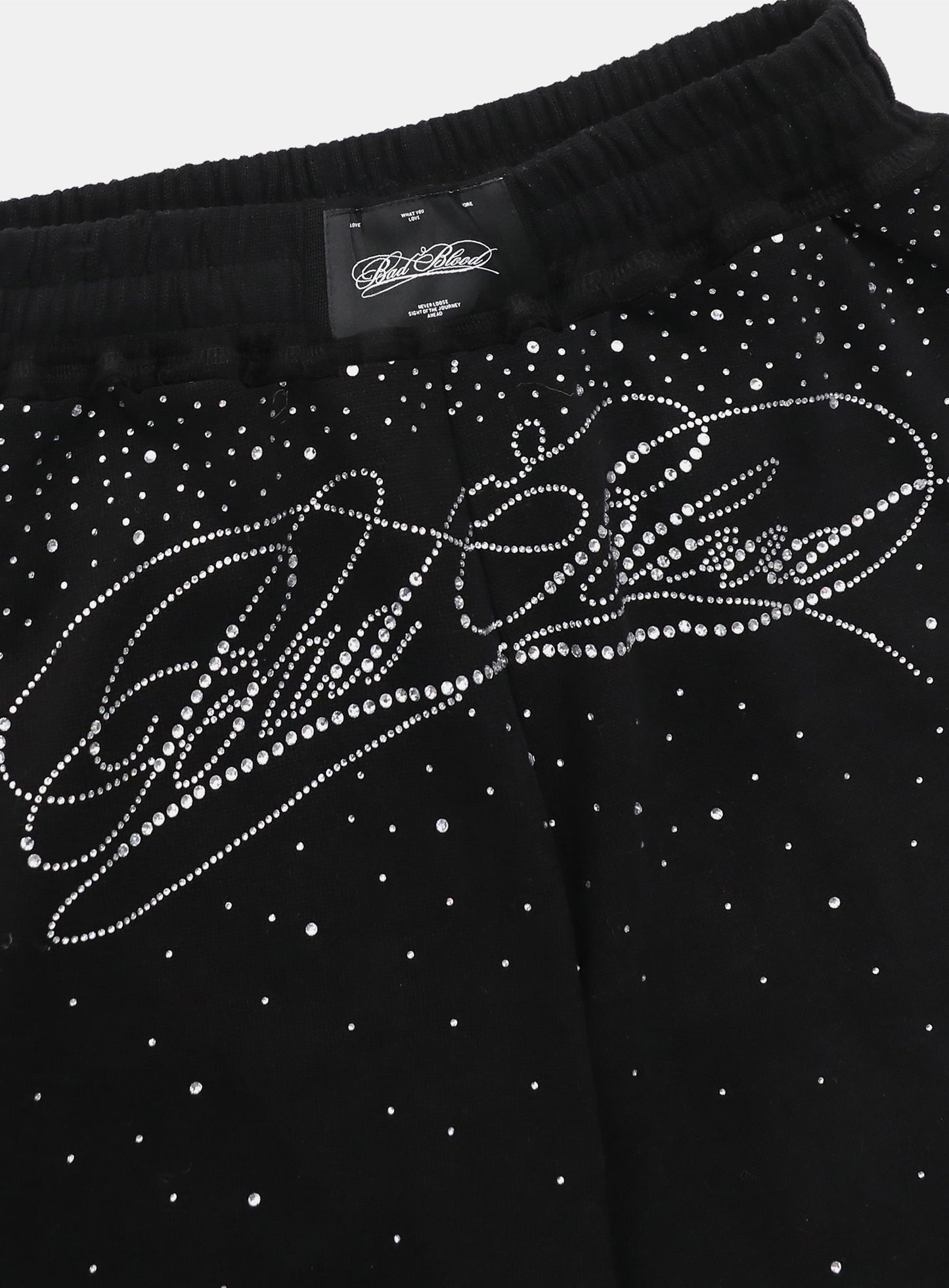 [w-pts25-122] Dark Classic Rhinestone Jogger - Black