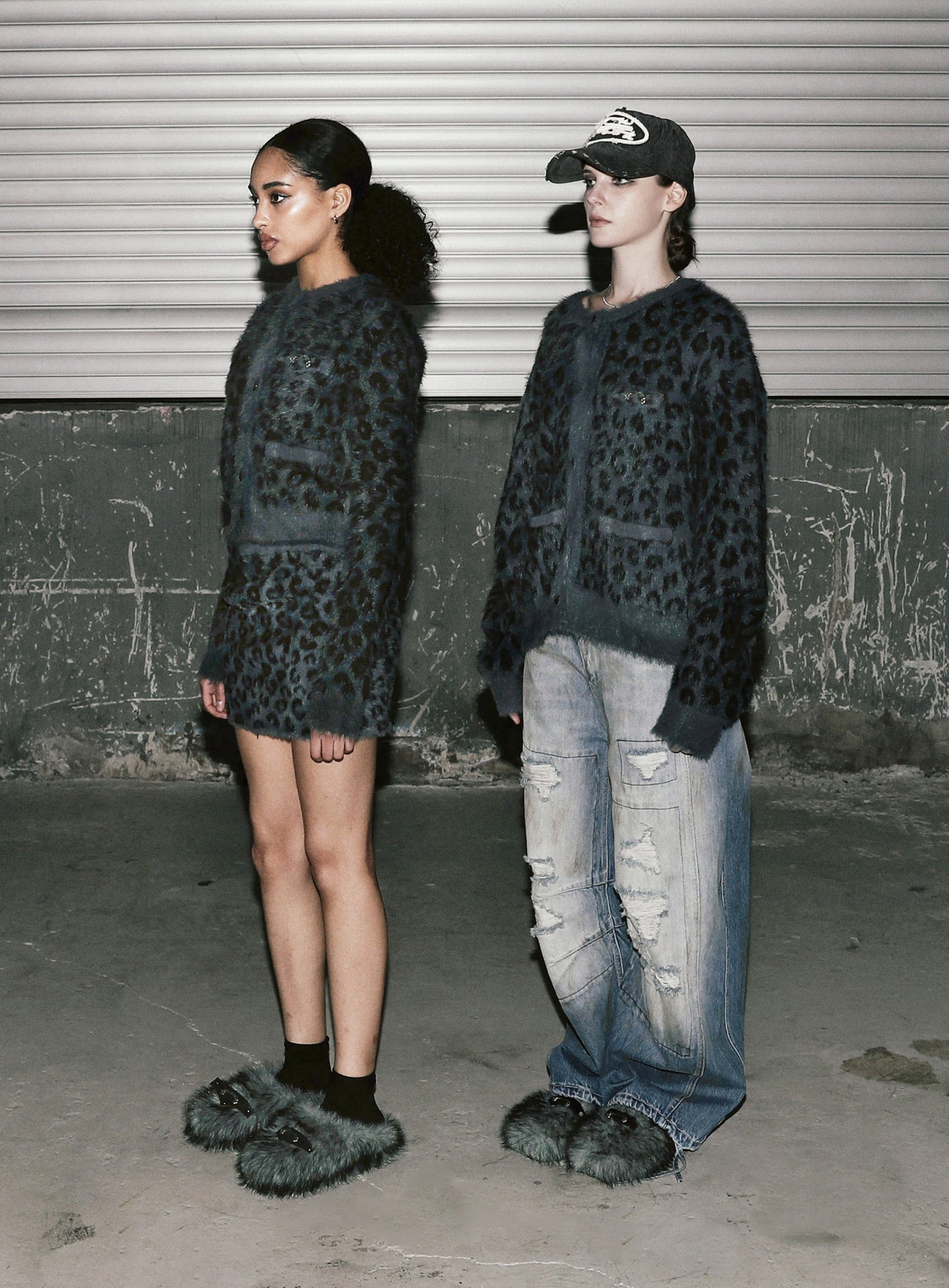 [w-cdg25-015] Viper Mohair Cardigan - Black Leopard