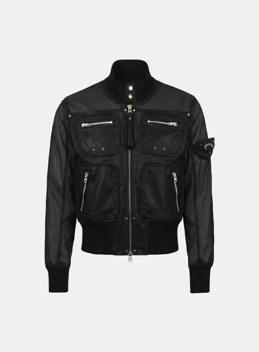 [w-jkt26-036] Laguna Lightweight Nylon Bomber Jacket - Black