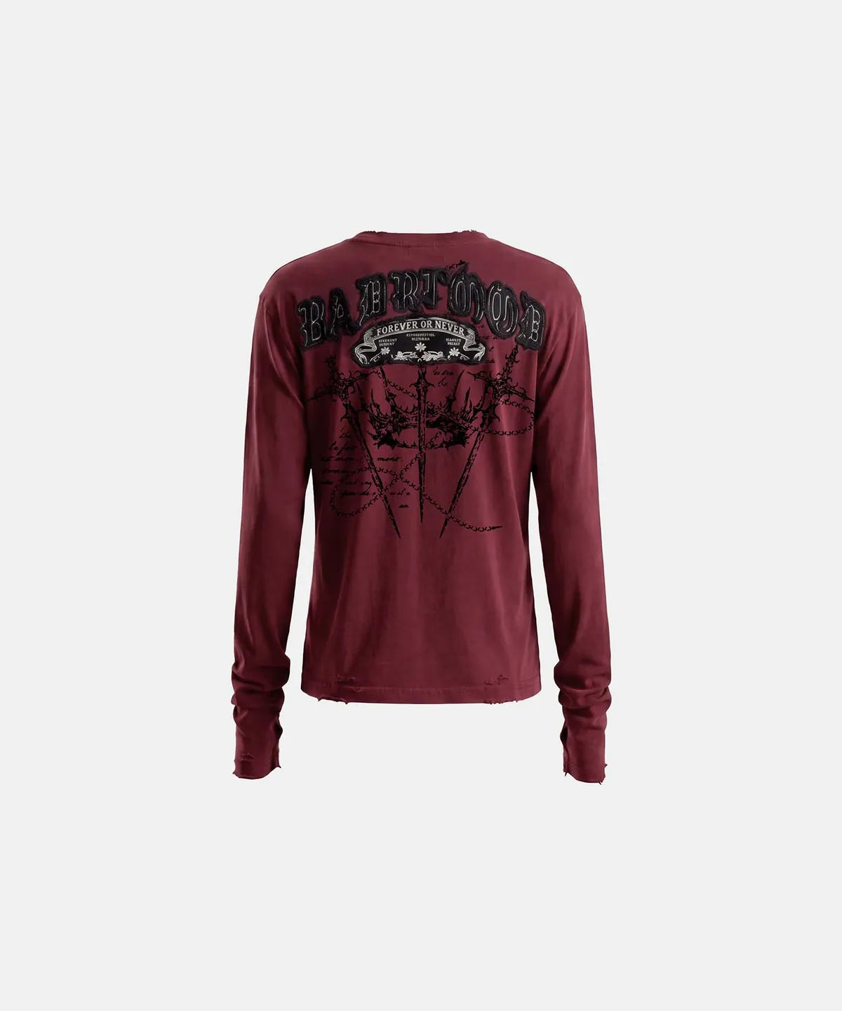 [w-tee26-286] Mystic Capsule Layered Graphic Crewneck Long Sleeve – Burgundy