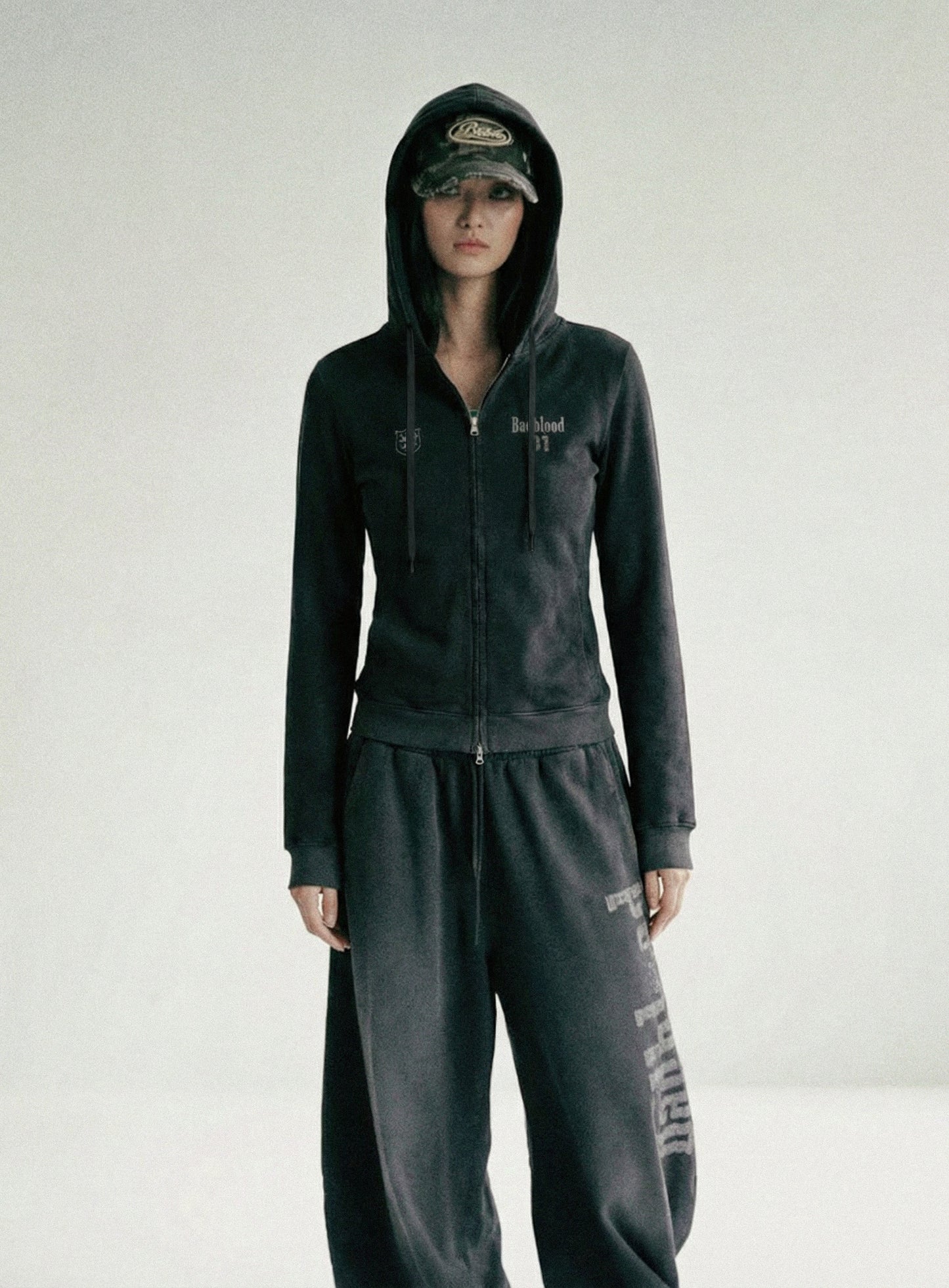 Sun Faded 2 Hooded Zip-Up - Black