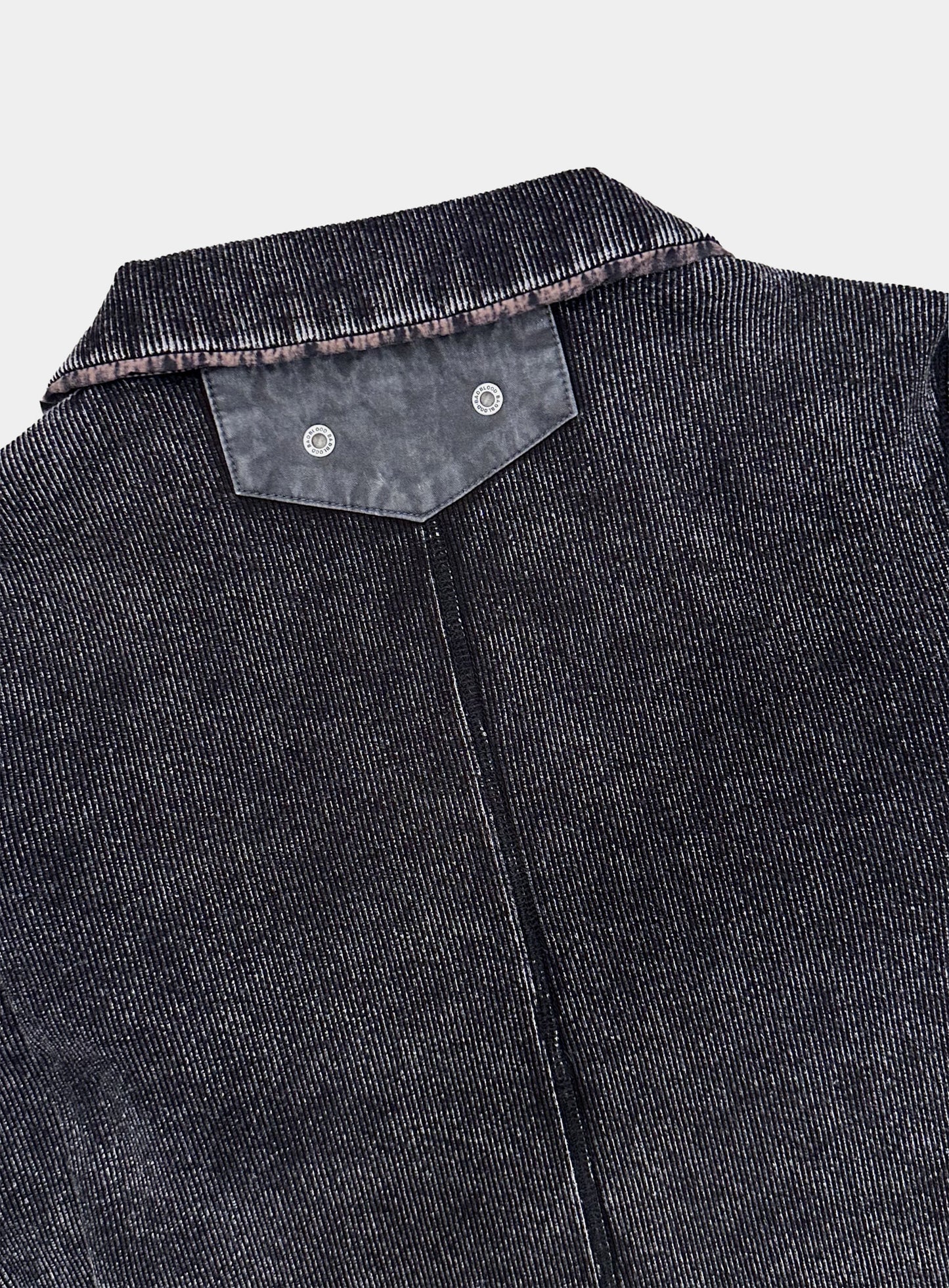 [w-cdg26-003] Viper Cotton Rib V-Neck Collared Zip-Up - Black