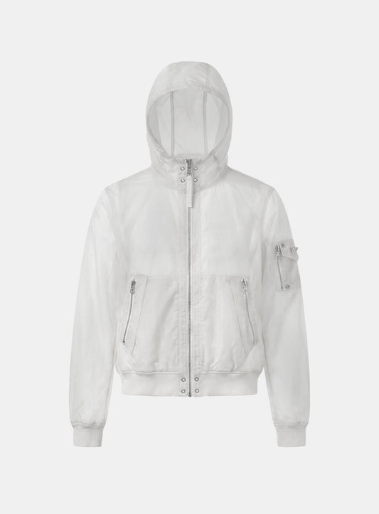 [w-jkt26-031] Viper91 Nylon Hooded Windbreaker - White