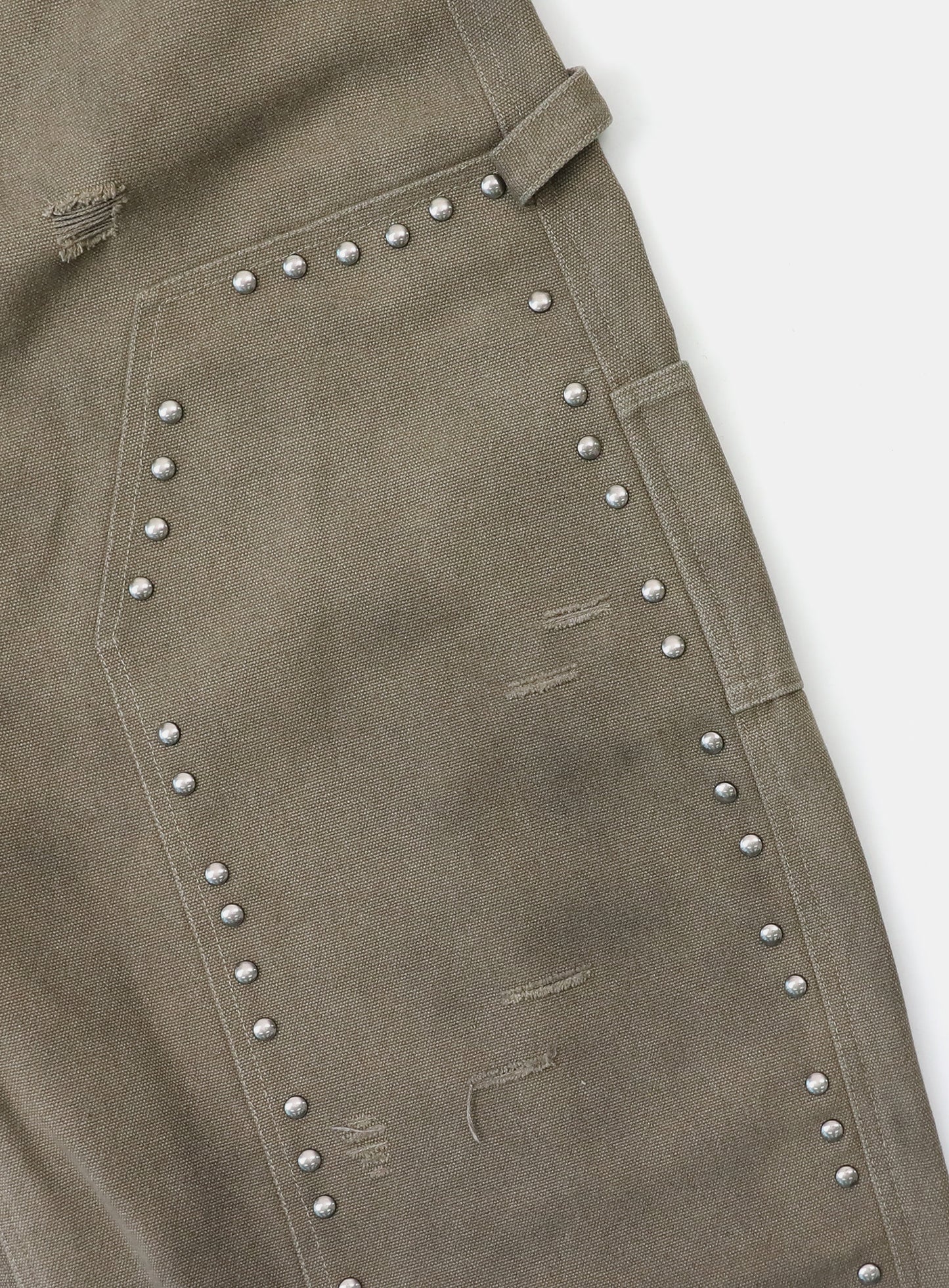 [w-pts25-081] Studded Carpenter Curved Pants - Beige