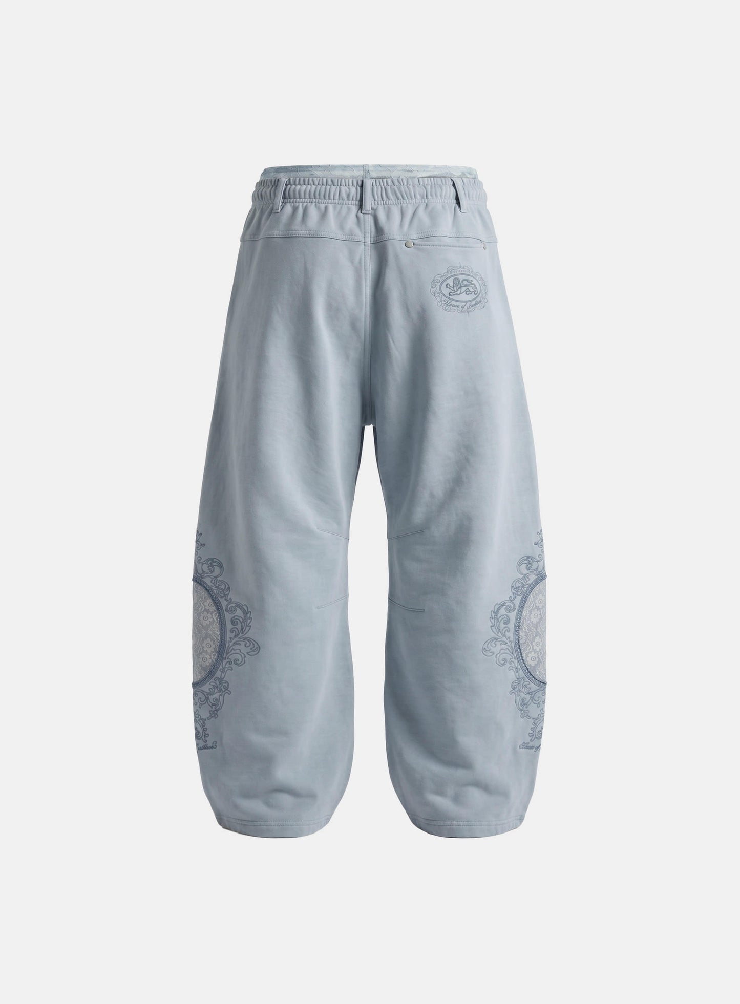 [w-pts26-126] H.B.B. Royal Lace Rhinestone Lightweight Jogger Pants - Blue