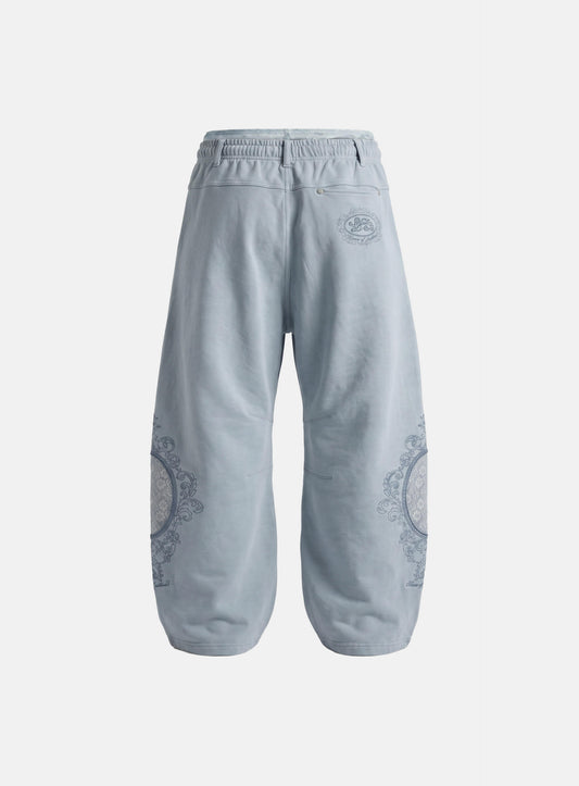 [w-pts26-126] H.B.B. Royal Lace Rhinestone Lightweight Jogger Pants - Blue