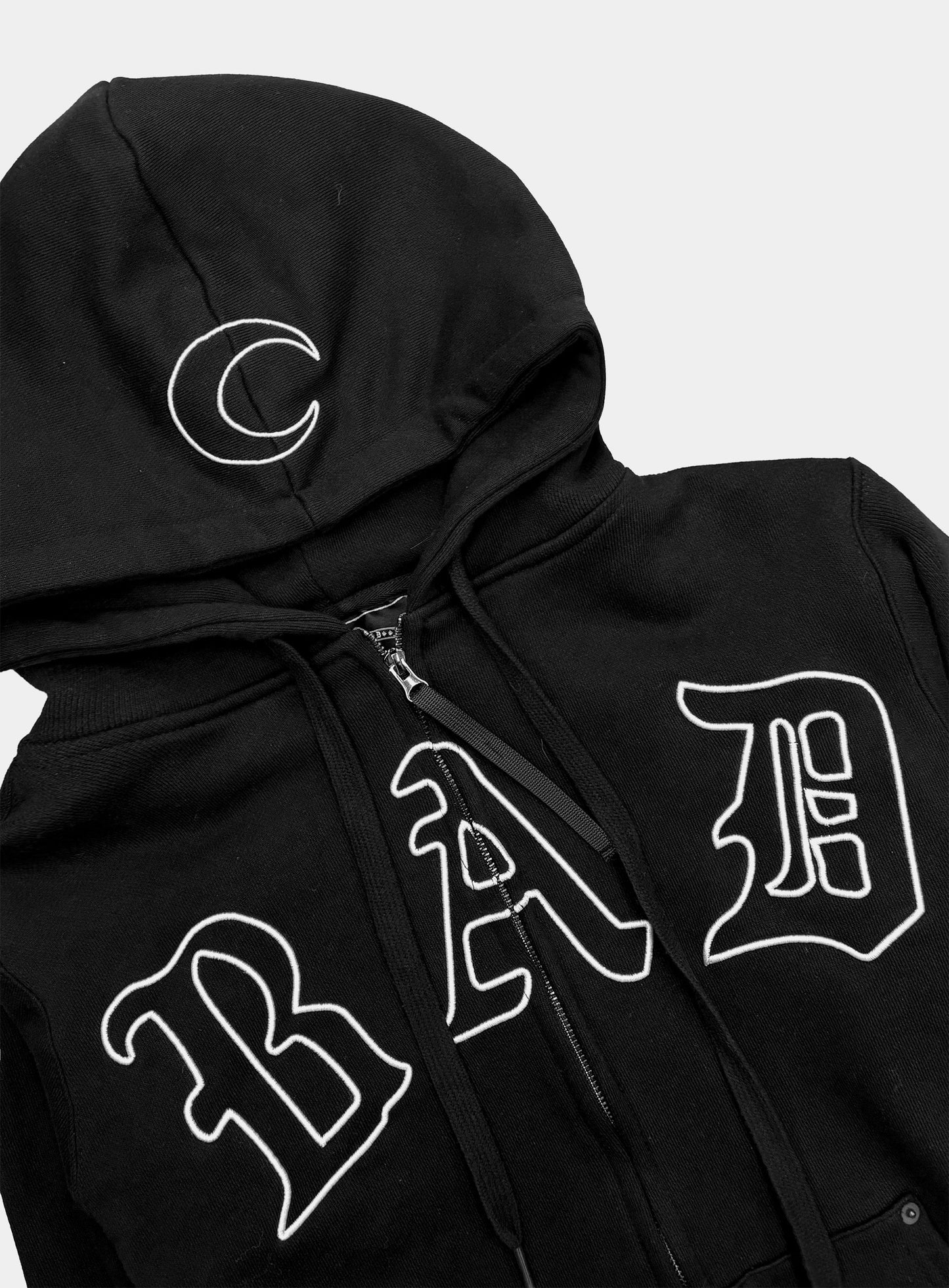 [w-jkt26-001] Titan Stroke Zip-Up Hoodie - Black