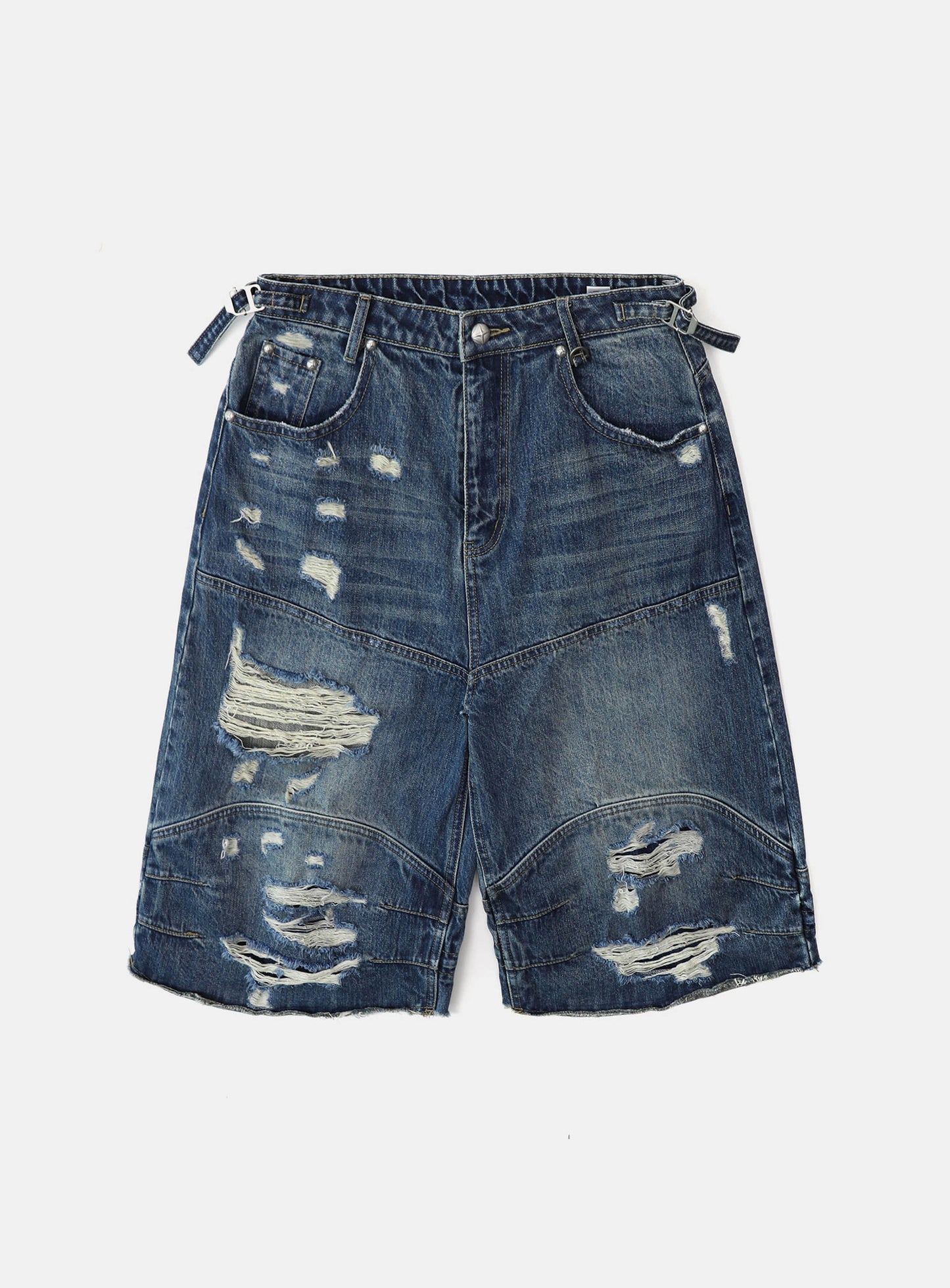 Convex Denim Long Bermuda Pants - Mid Blue