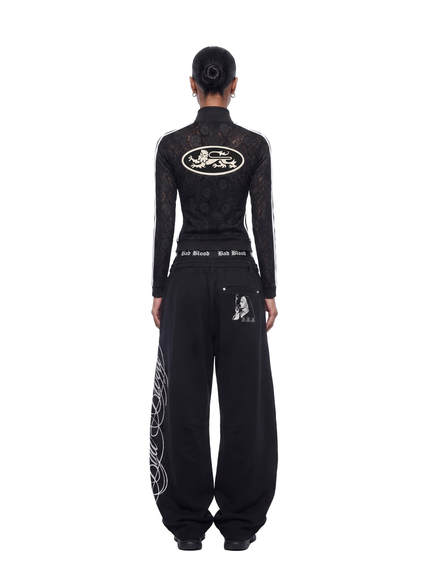 [w-jkt26-064] Mystic lace Track Zip-Up - Black