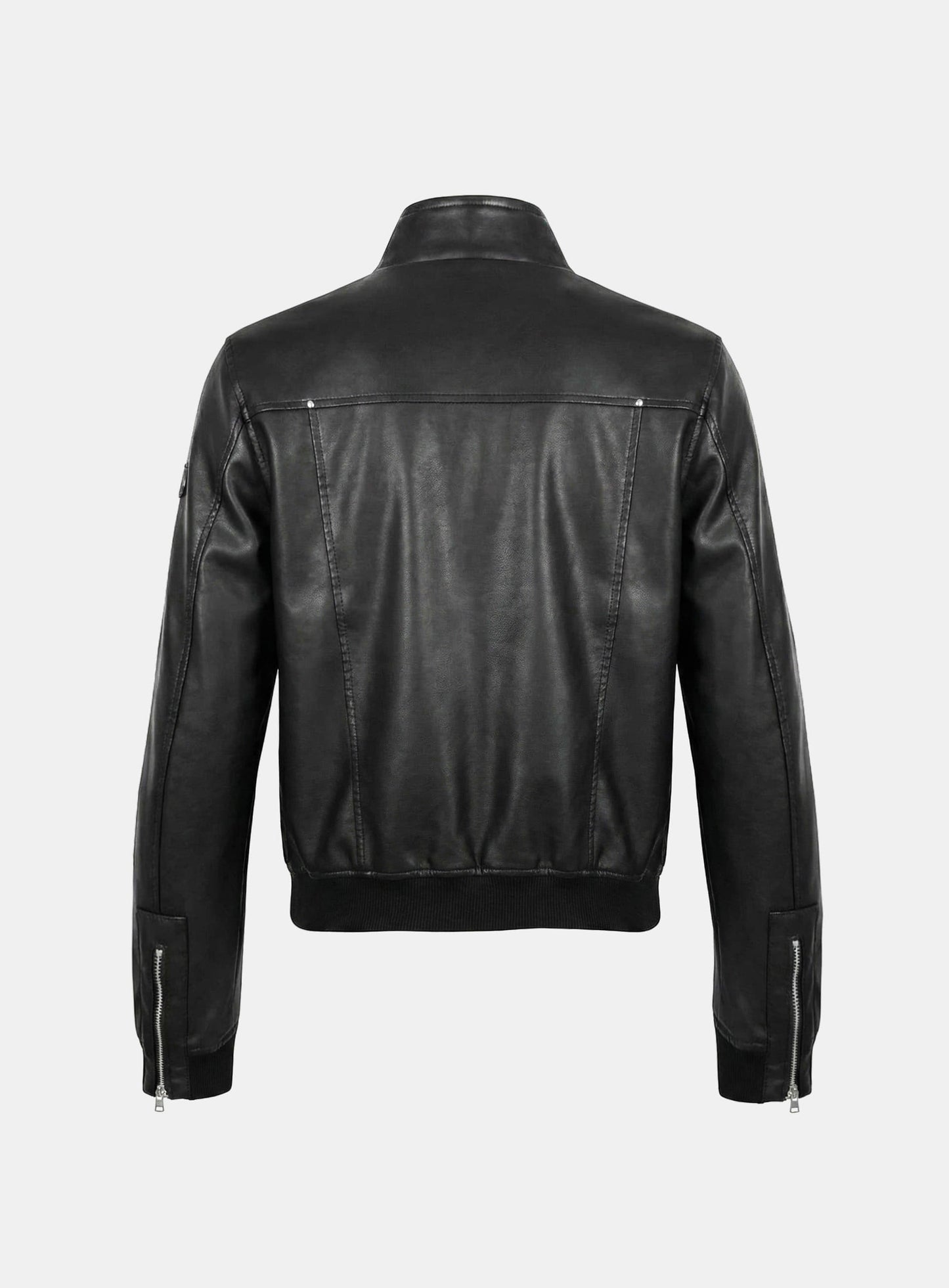 [w-jkt25-073] Daytona High-Neck Bomber Jacket - Black Leather