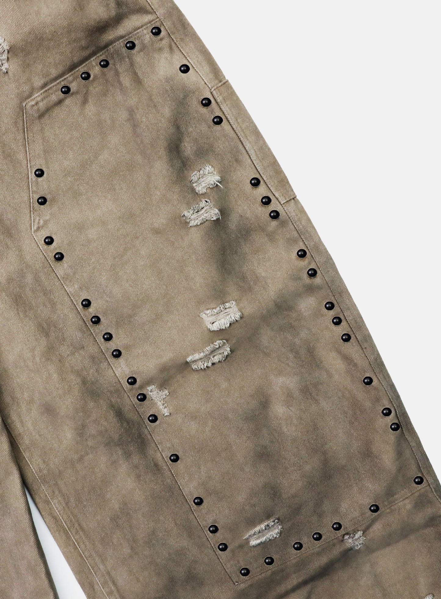 [w-pts25-081] Studded Carpenter Curved Pants - Beige