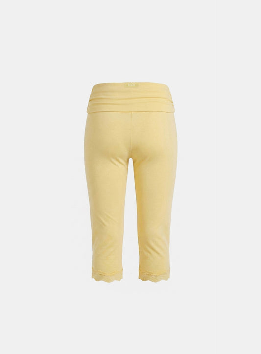 [w-srt26-033] Everyday Lace Capri Pants - Yellow