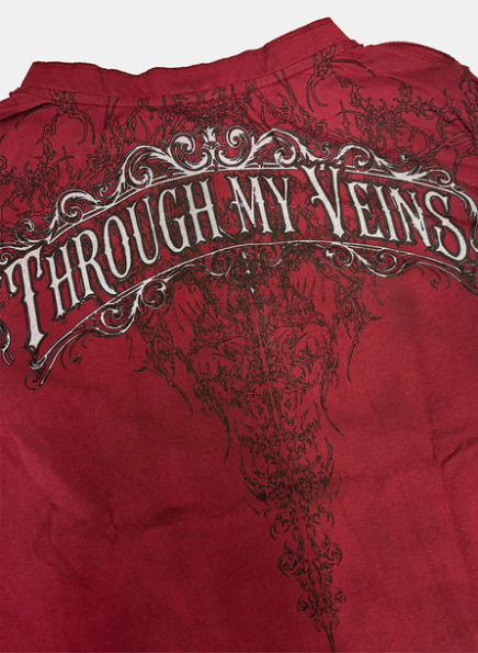 [w-tee26-272] T.M.V. RELIC CROSS Workshop Henley Long Sleeve -Burgundy